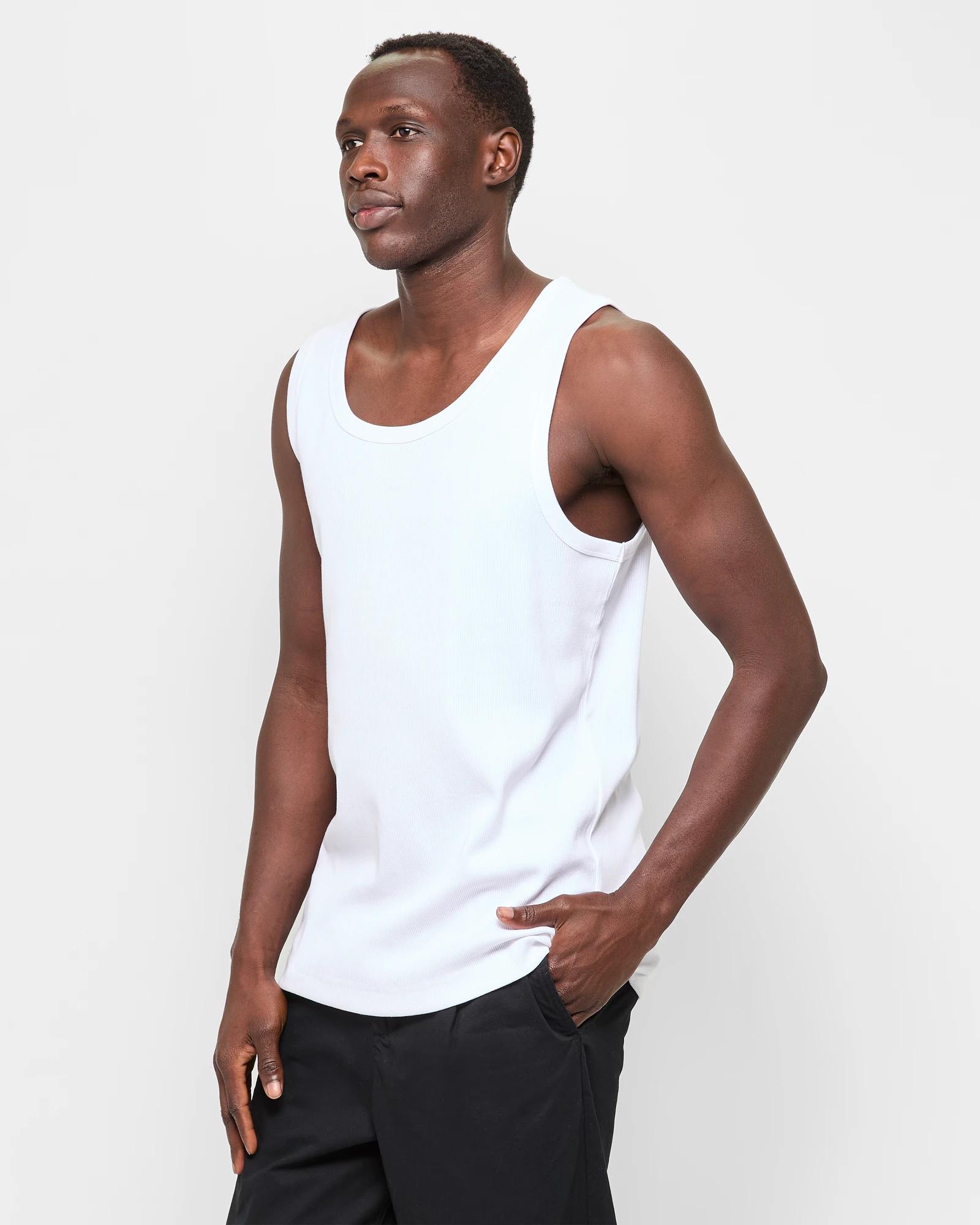 3 Australian Cotton Rib Tank Top - Commons WHITE, 3 of 6