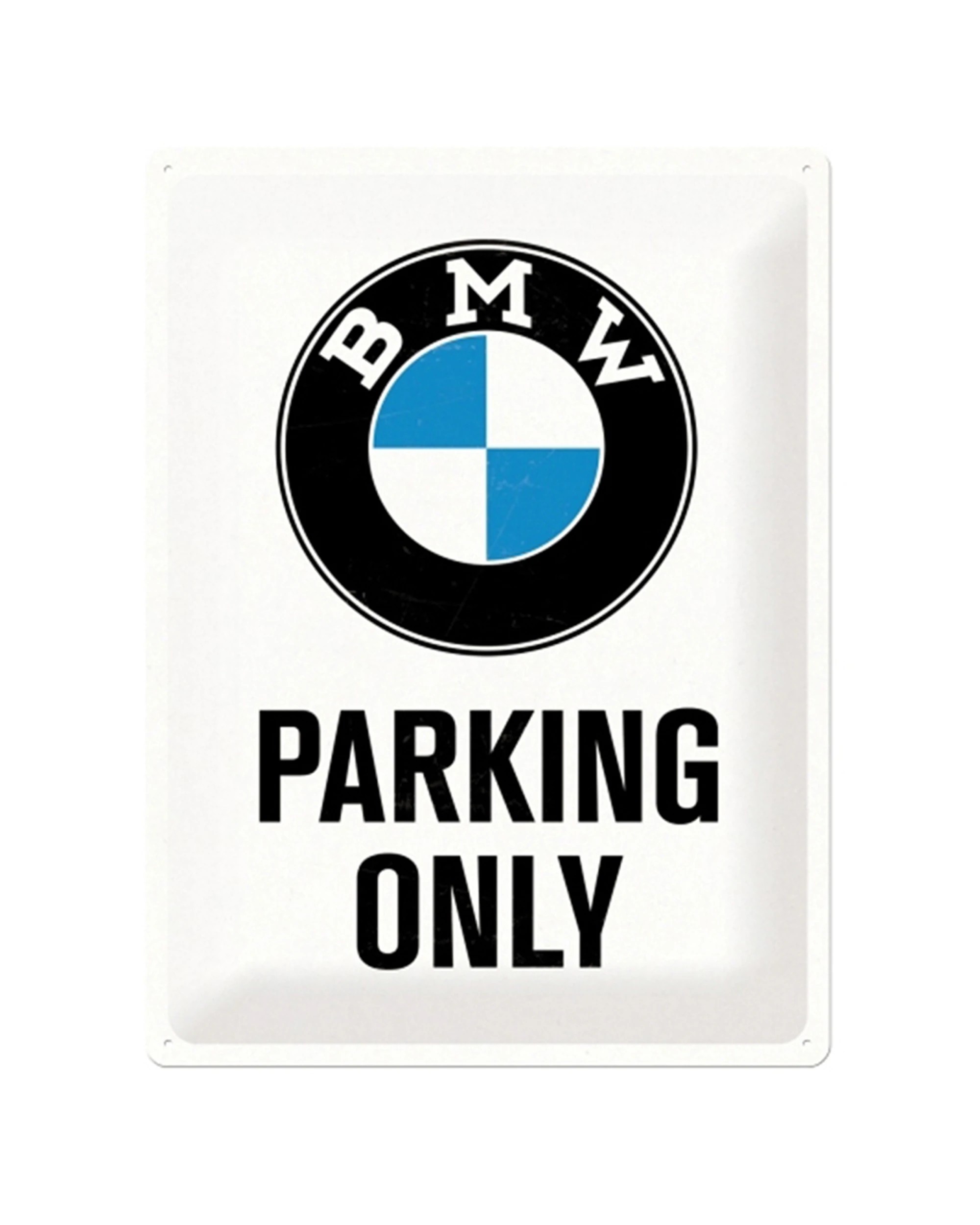 1 Nostalgic-Art Large 30x40cm Metal Wall Art Sign Plaque - BMW Parking Only - White, 1 of 5