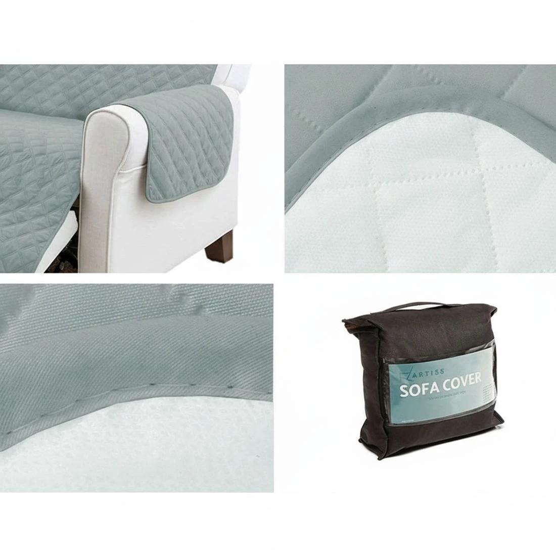 5 Artiss Sofa Cover Couch Covers 3 Seater 100% Water Resistant - Grey, 5 of 6