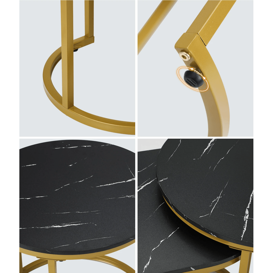 3 Oikiture Coffee Table Set Of 2 Nesting Side End Tables Marble Effect
 - Black, 3 of 9