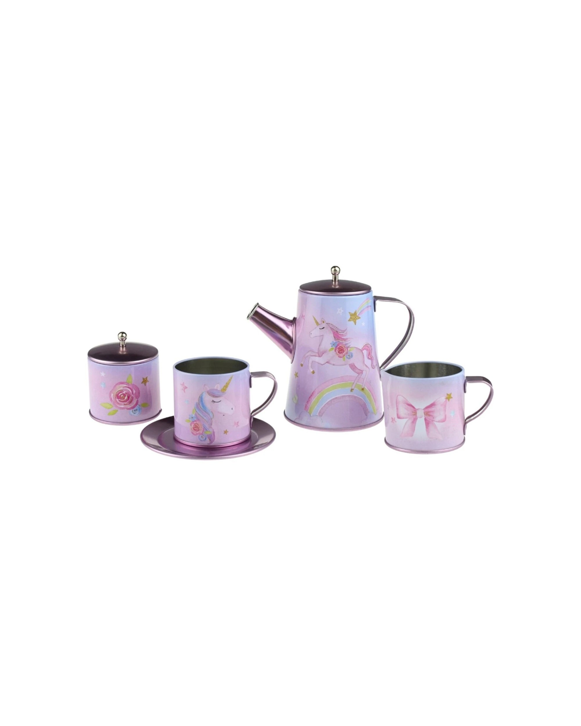 5 Kaper Kidz 18pc Rainbow Unicorn Tin Tea Mug Set In Suitcase Kids Pretend Play Toy - Multi, 5 of 6