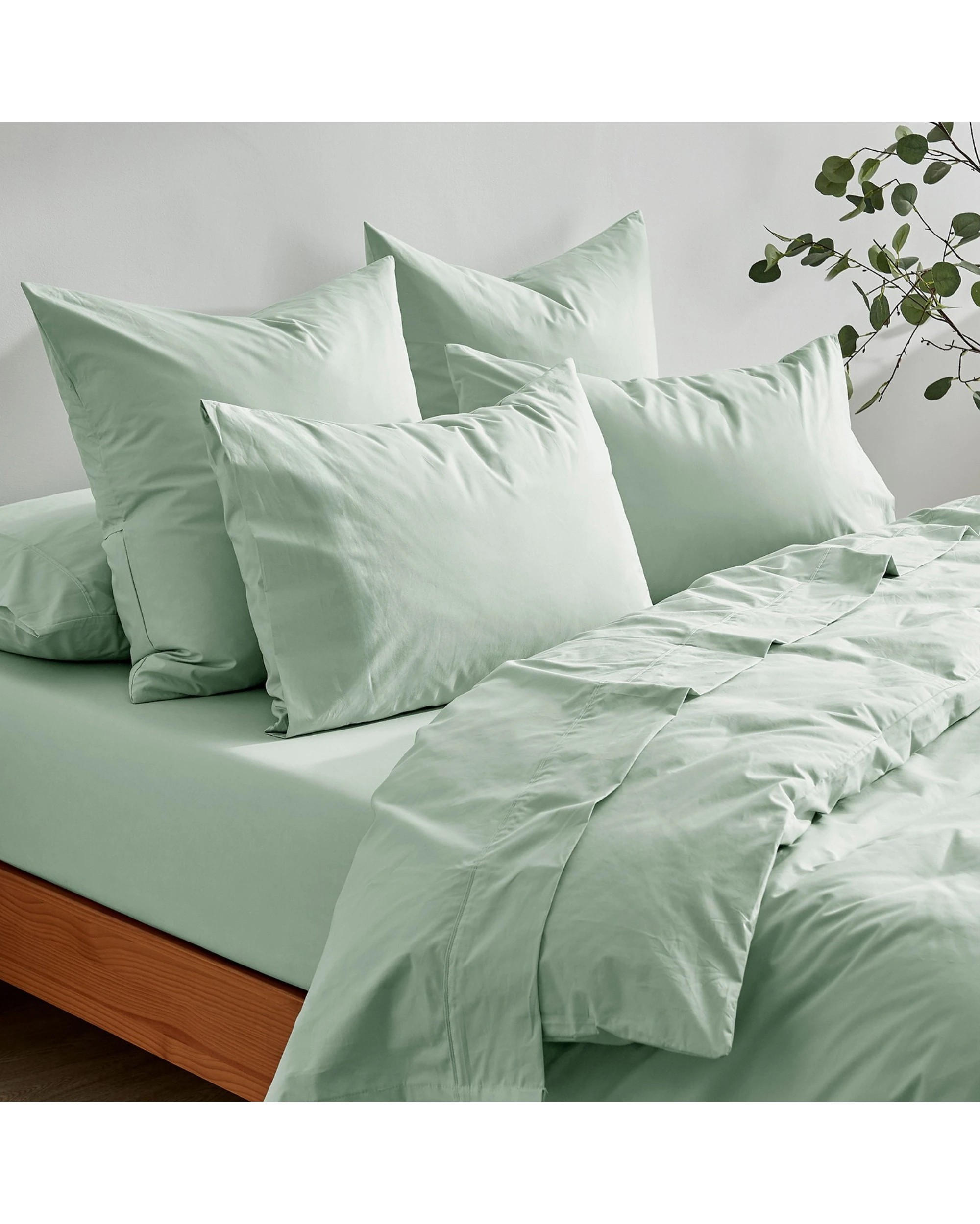 5 Dreamaker 300TC Cotton Percale Quilt Cover Set - King Bed - Sage, 5 of 6
