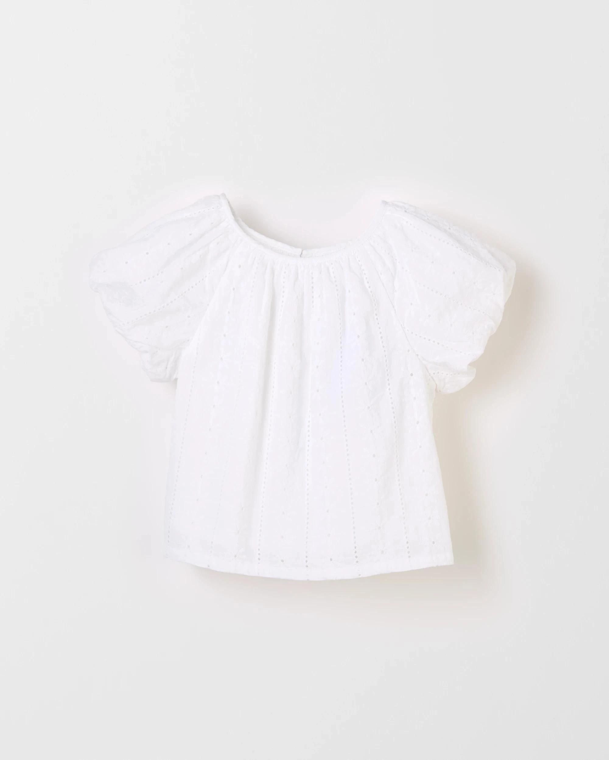 1 Target Australian Cotton Puff Sleeve Broderie Top CREAM, 1 of 2