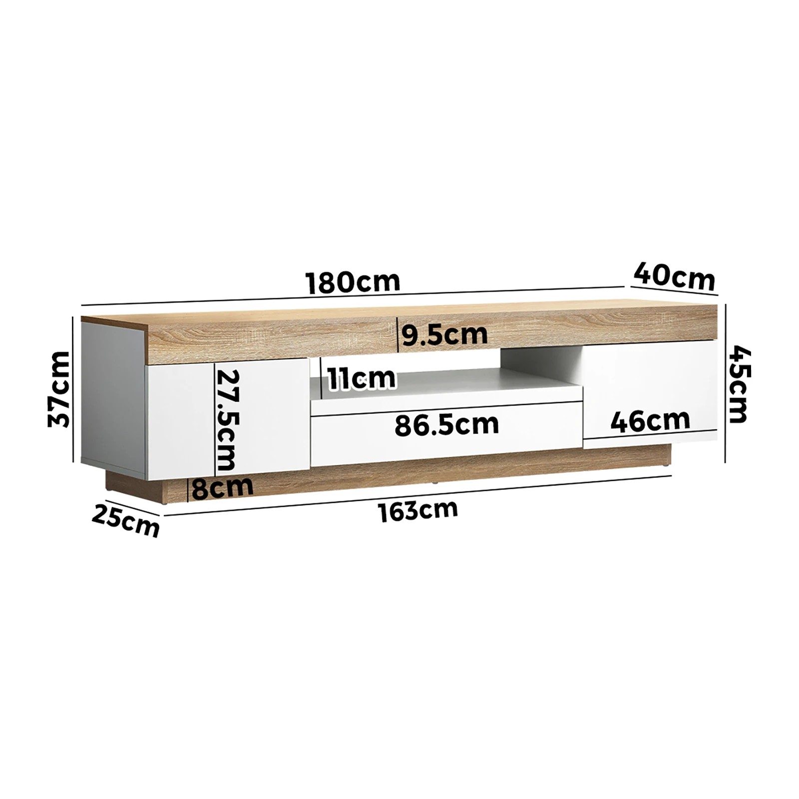 7 Oikiture Tv Cabinet Entertainment Unit Rgb Led 180cm
 - Multi, 7 of 8