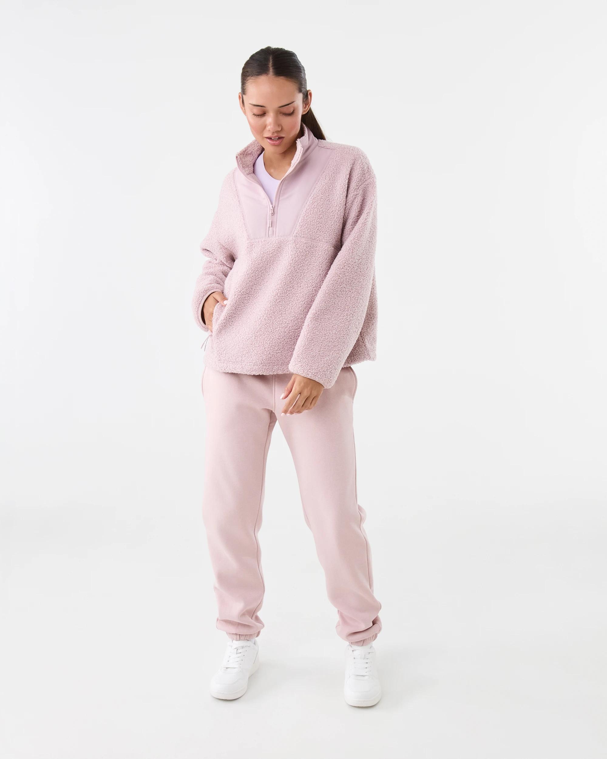 2 Active Womens 1/4 Zip Sherpa Jumper Sol B Pink, 2 of 7