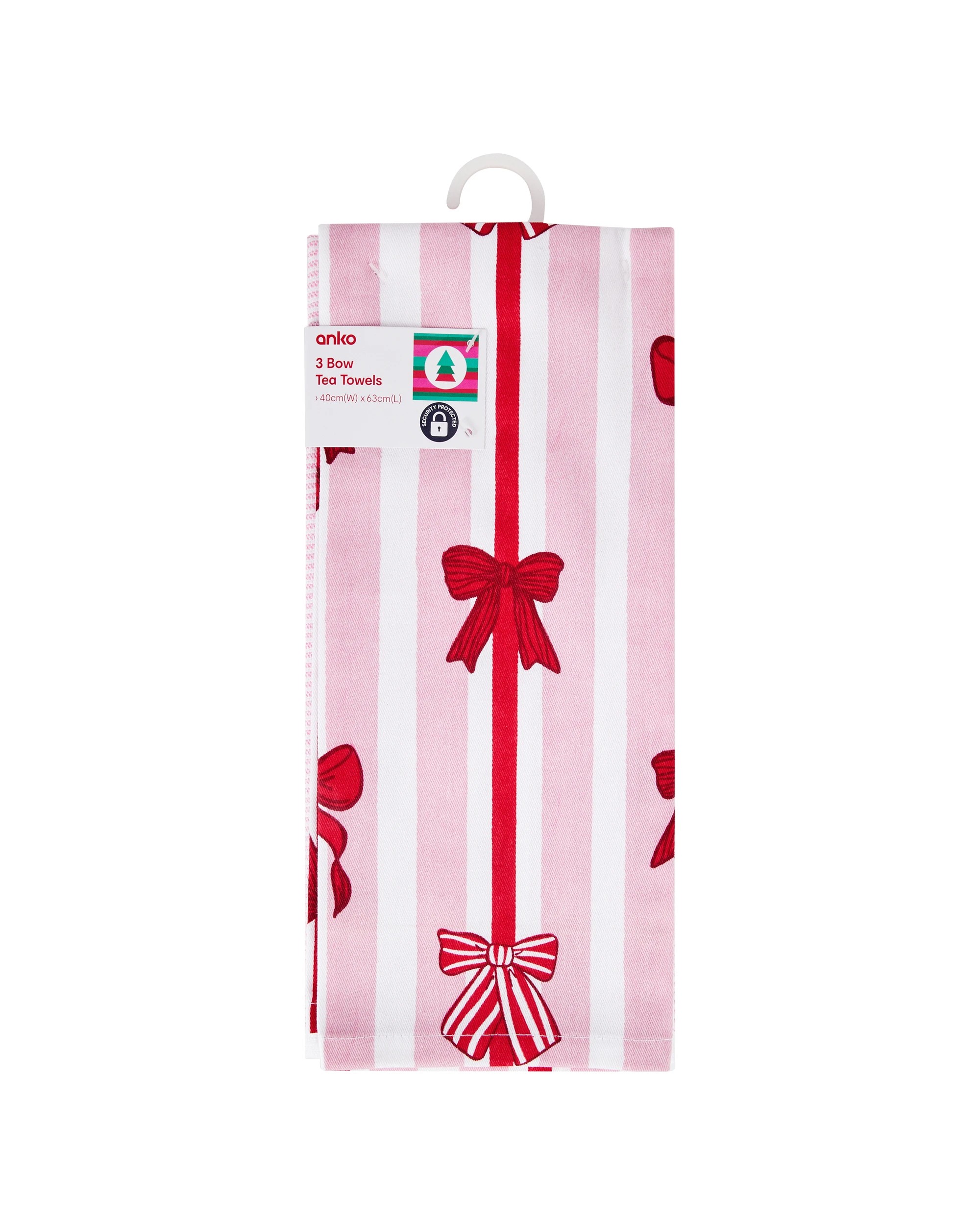 6 3 Pack Bow Tea Towels, 6 of 6
