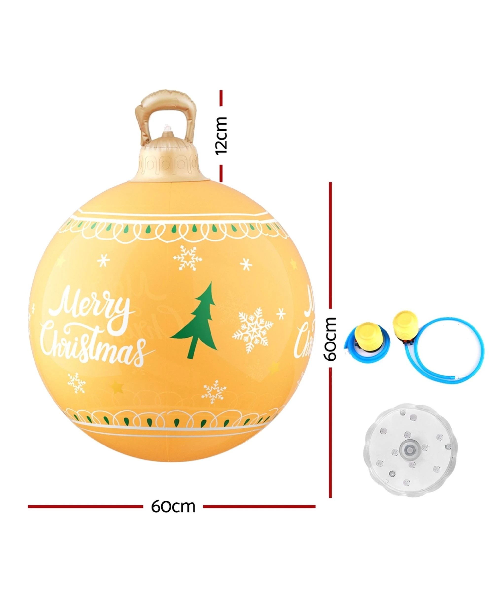 2 Jingle Jollys Christmas Inflatable Ball 60cm Led Illuminated Xmas Decoration
 - Gold, 2 of 3