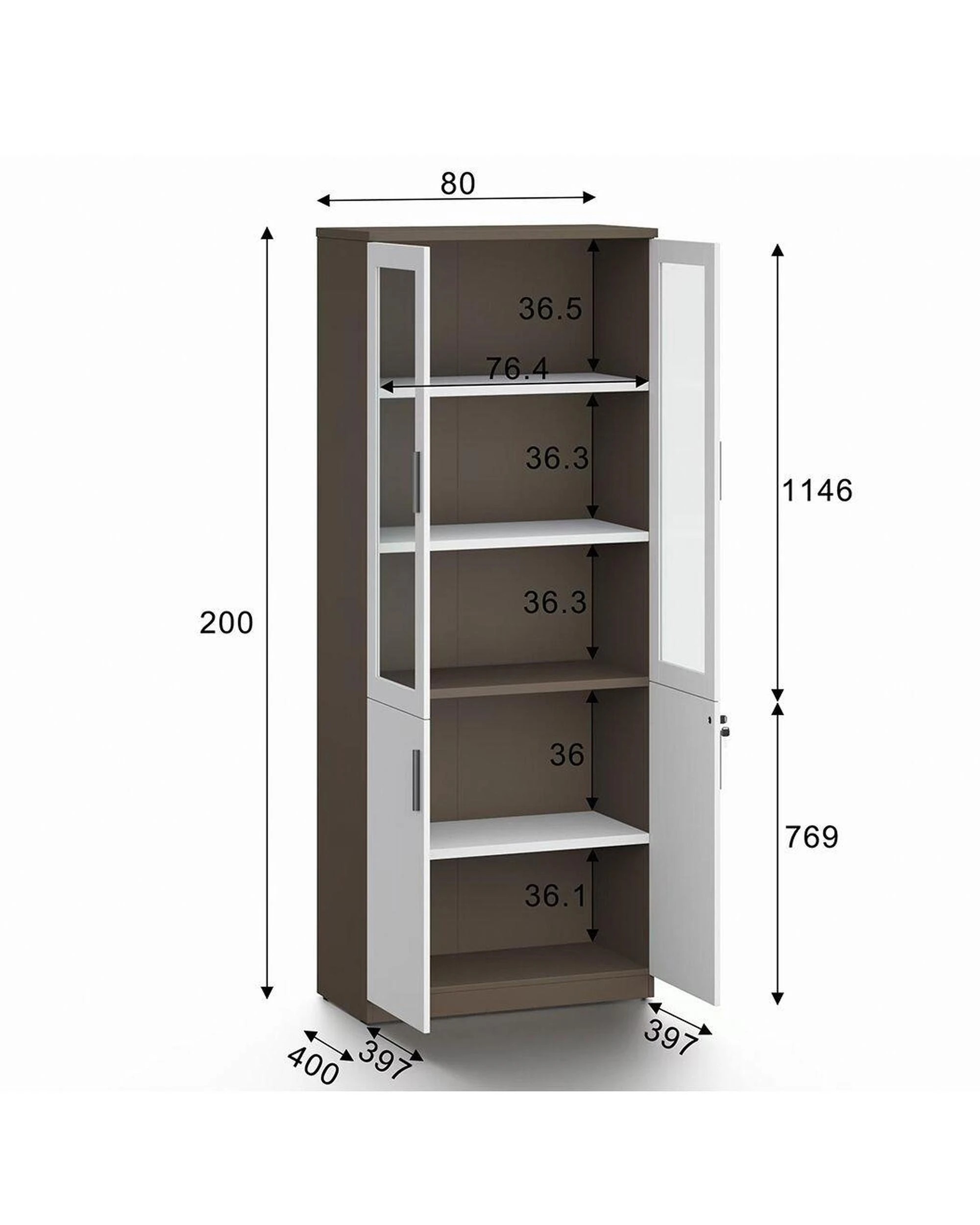 8 Esma  Storage Cabinet Filing Bookcases Unit with  Glass Doors & Lockable Base, 8 of 9
