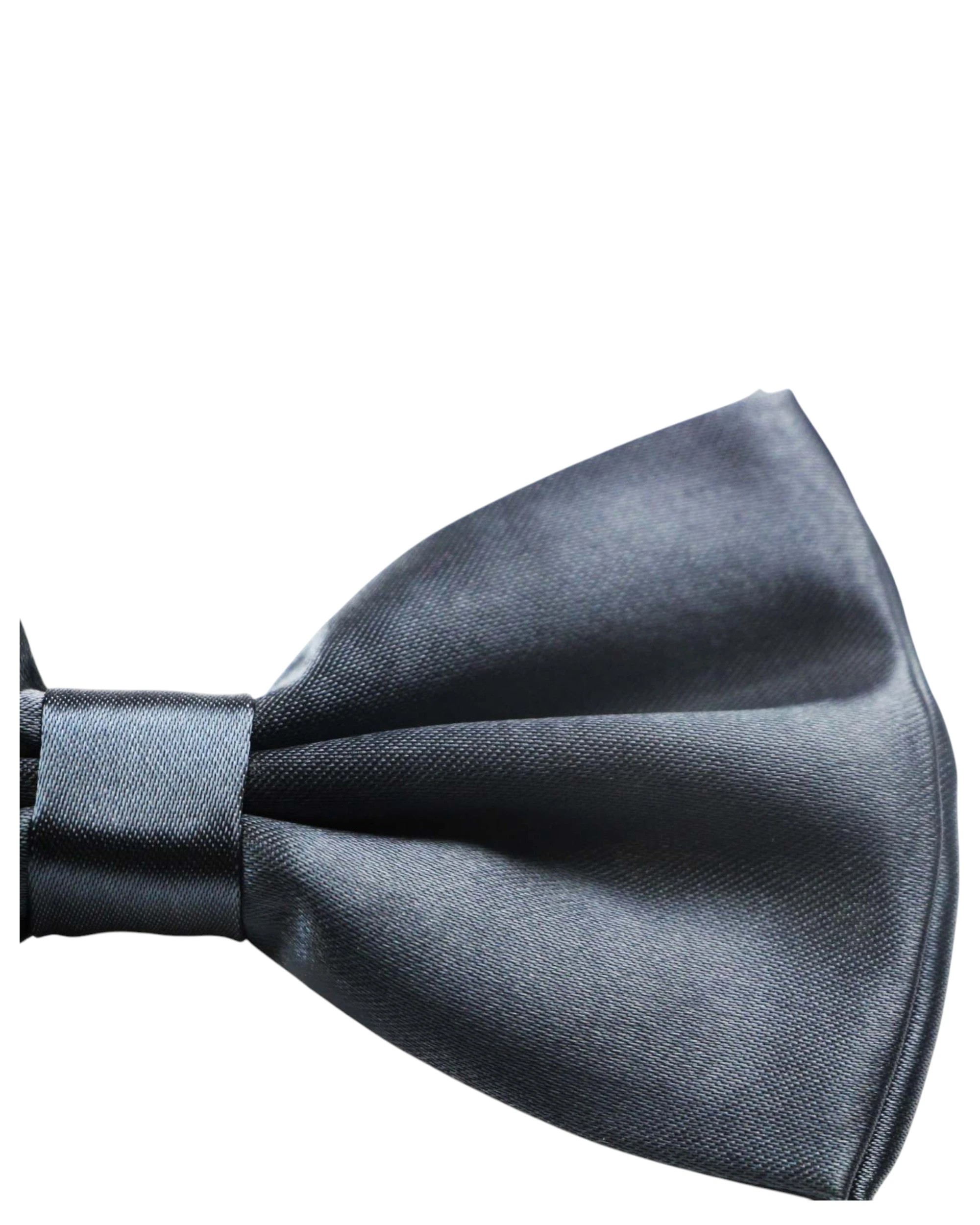 3 Zasel Mens Gunmetal Solid Plain Colour Bow Tie - Silver, 3 of 5