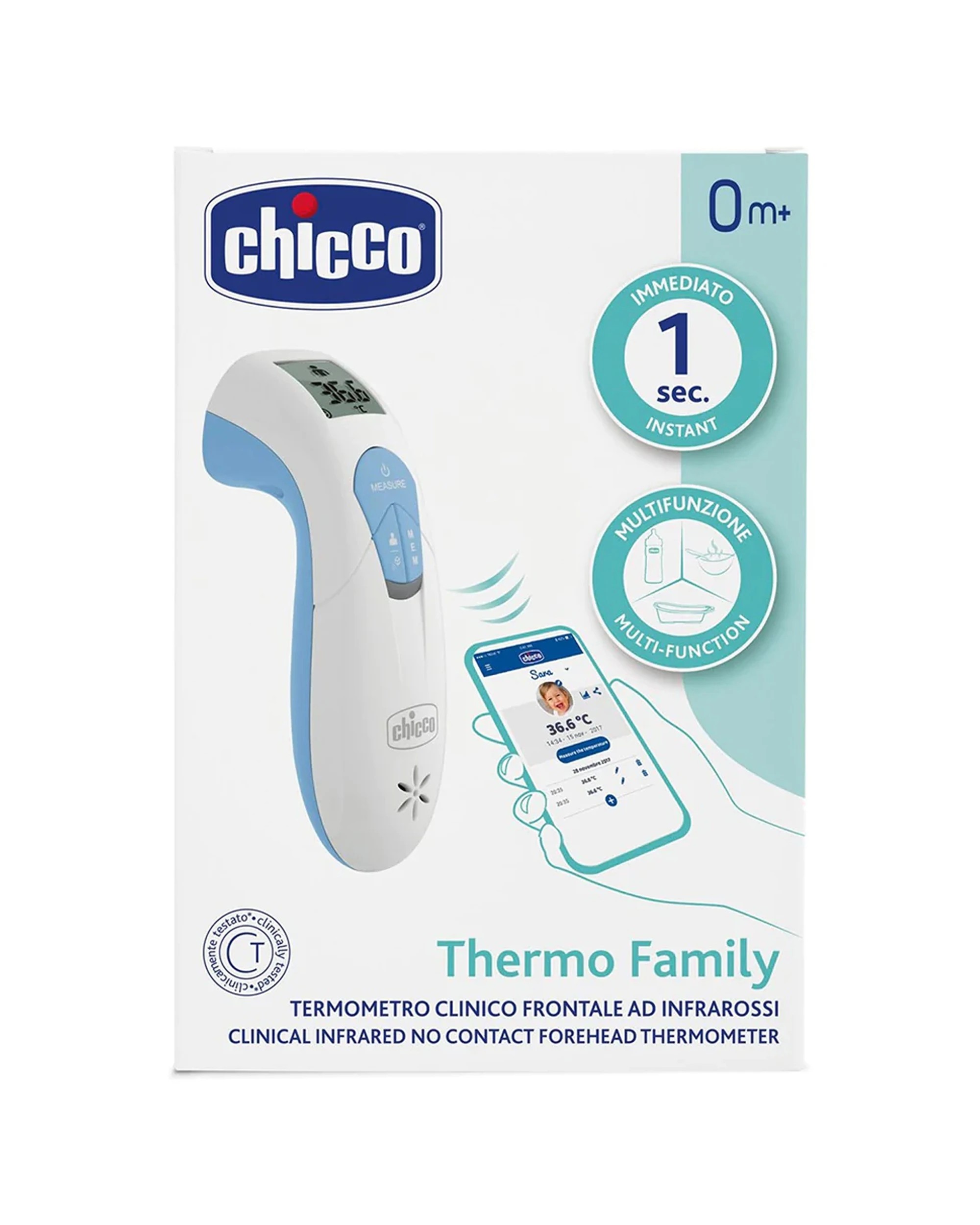 3 Chicco Nursing Infrared Thermometer Thermo Family 0 Months Plus Fever Alarm App - White, 3 of 3