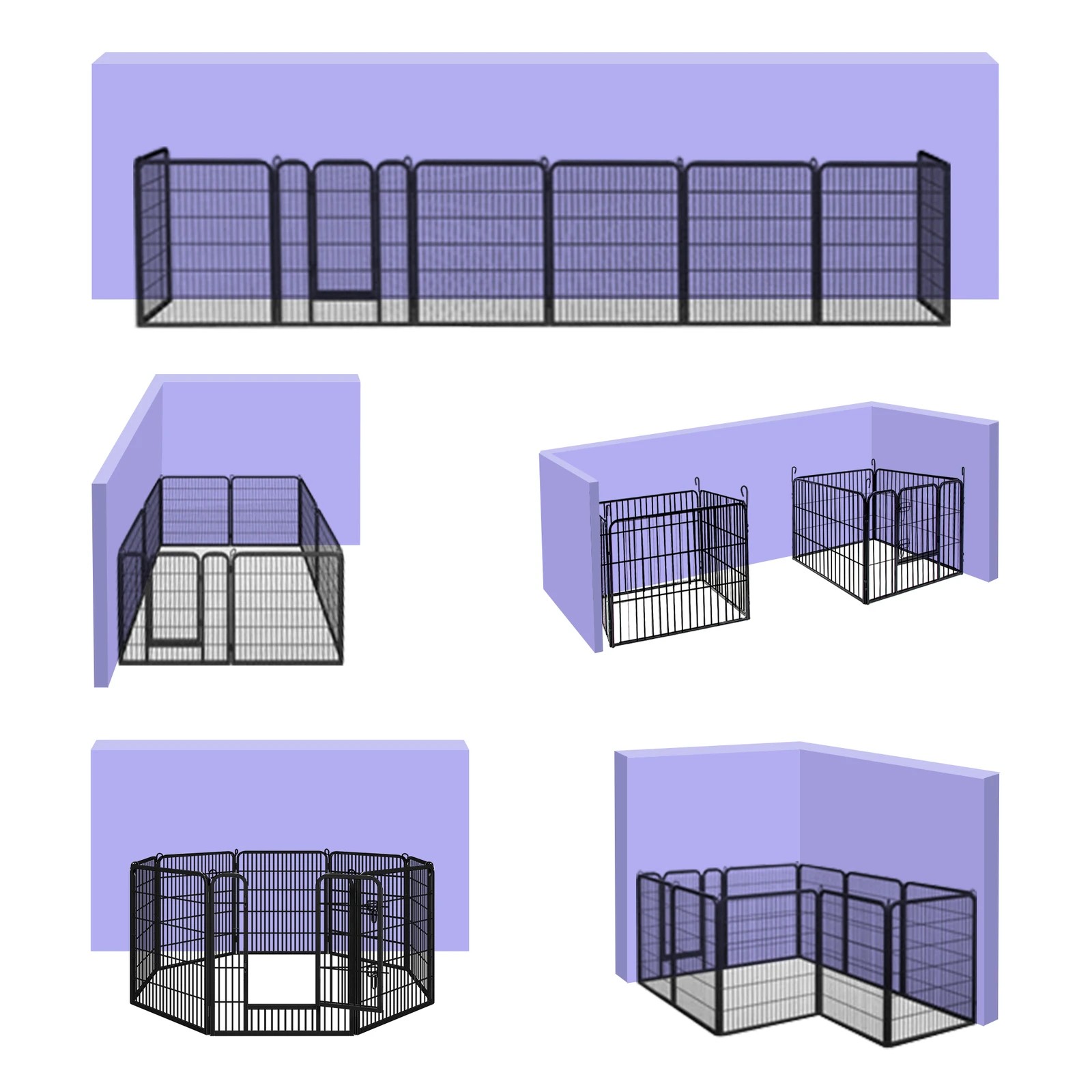4 Beastie Pet Playpen Large 8 Panel Fence Enclosure Dog Metal Exercise Pen 40 Inch - Black, 4 of 8