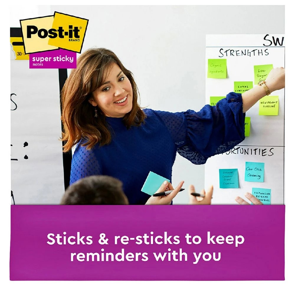 10 Post-it Super Sticky Notes 76 x 76mm Supernova Neons 10 Pack, 10 of 10