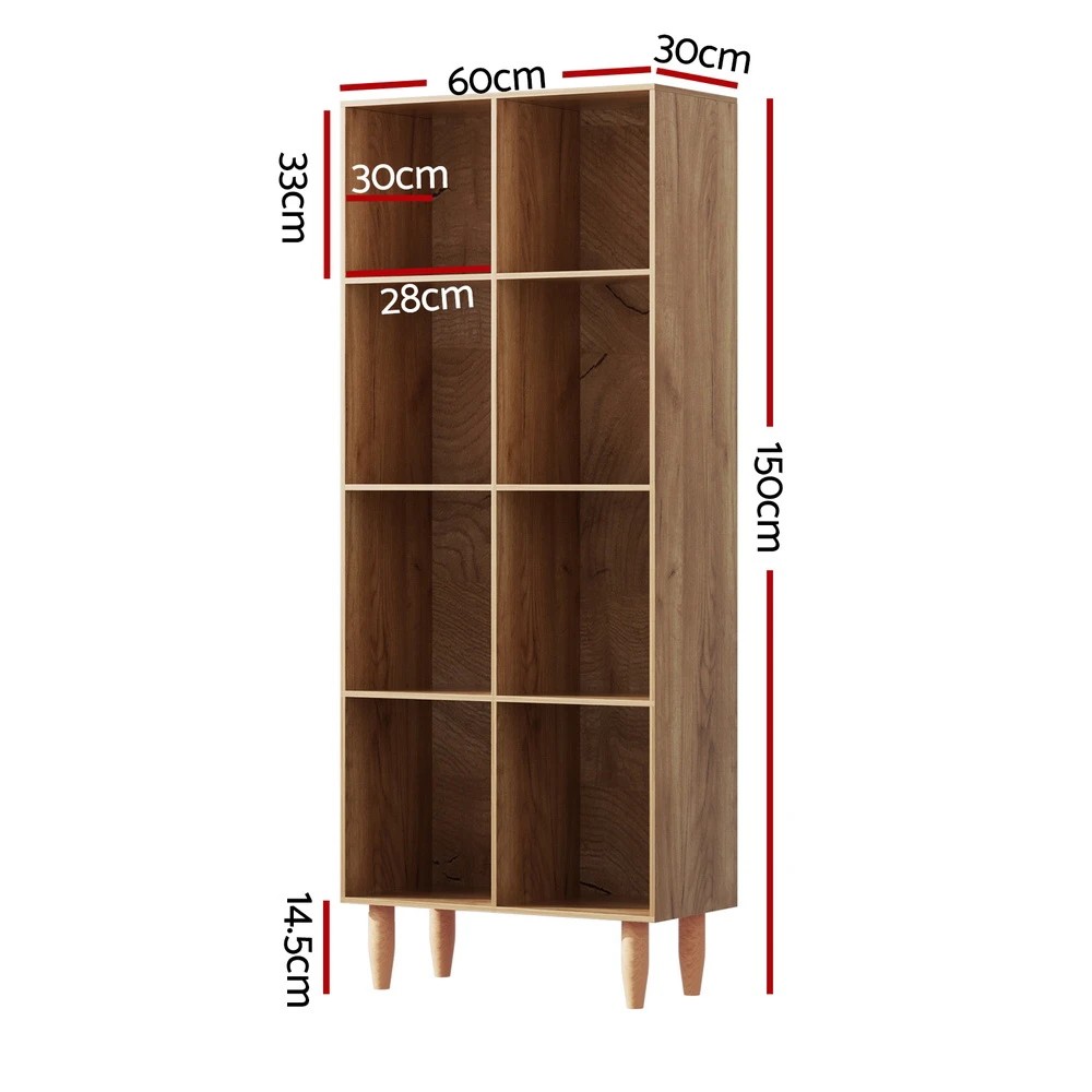 3 Artiss Bookshelf Bookcase 4 Tiers LEOR - Natural, 3 of 4