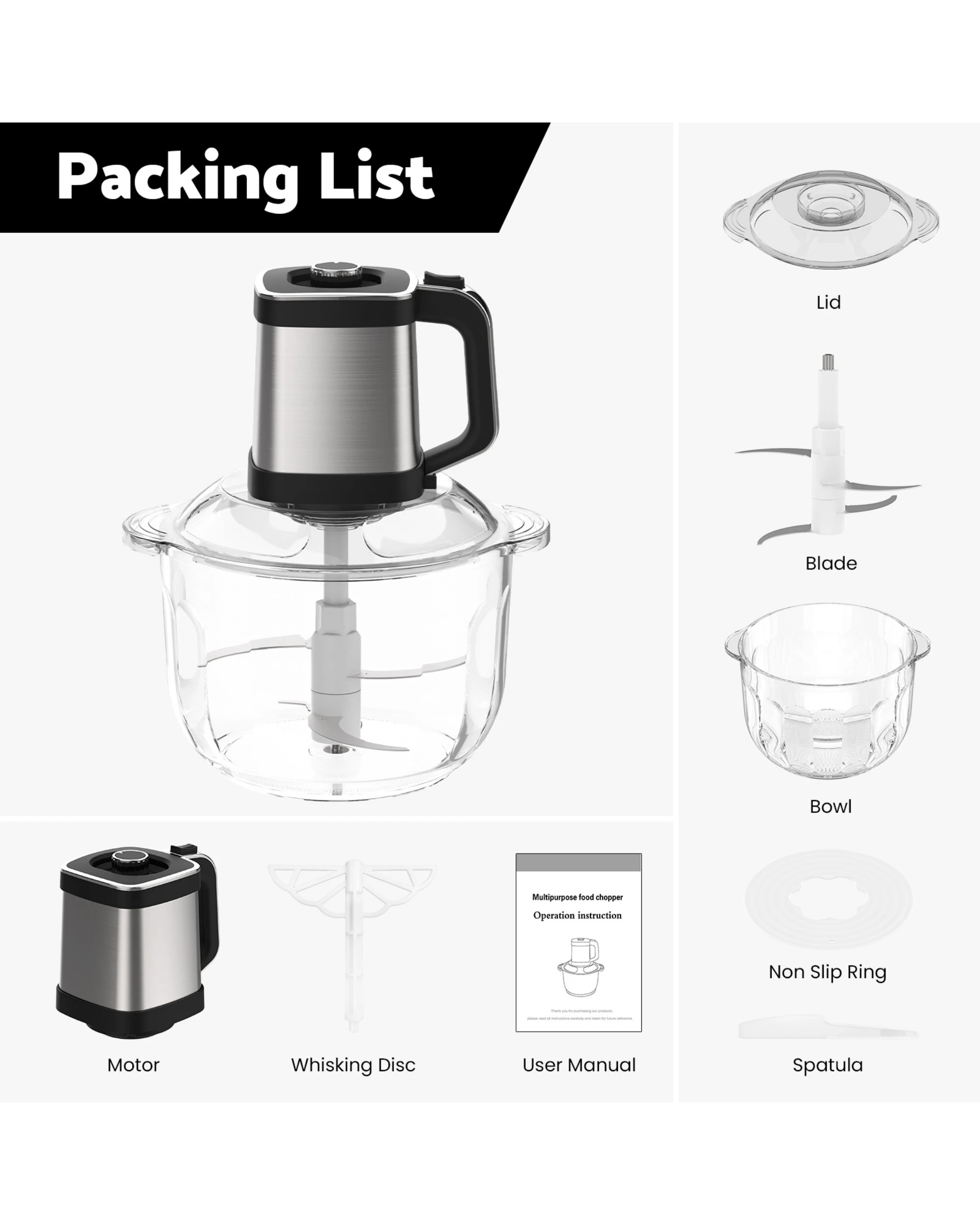 2 Yopower 5L Food Processor - Silver, 2 of 2