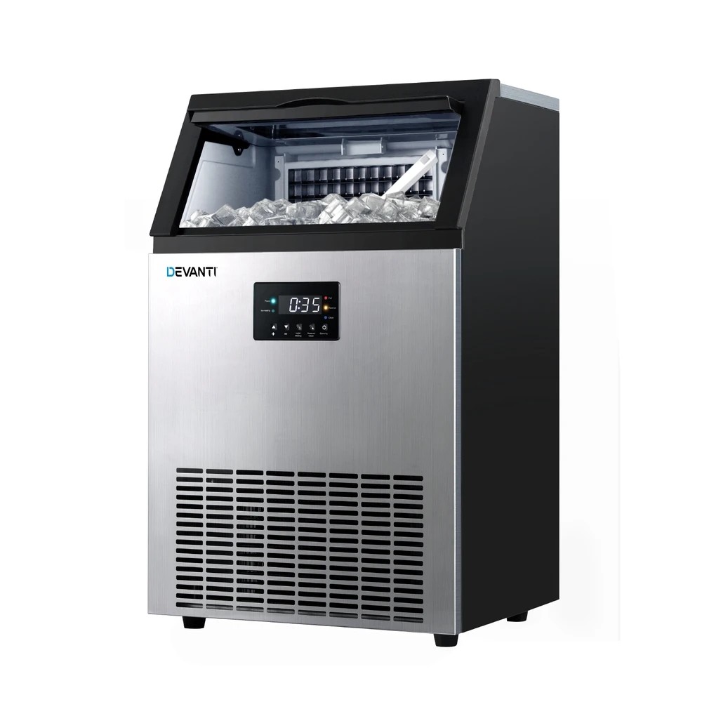 1 Devanti 60kg Ice Maker Commercial - Silver, 1 of 6