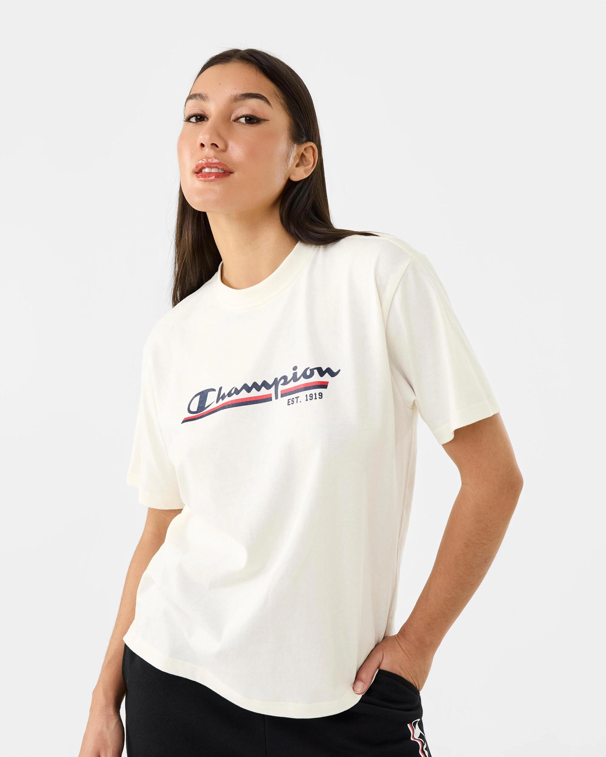 1 Champion Script Womens T-shirt Whis White, 1 of 7