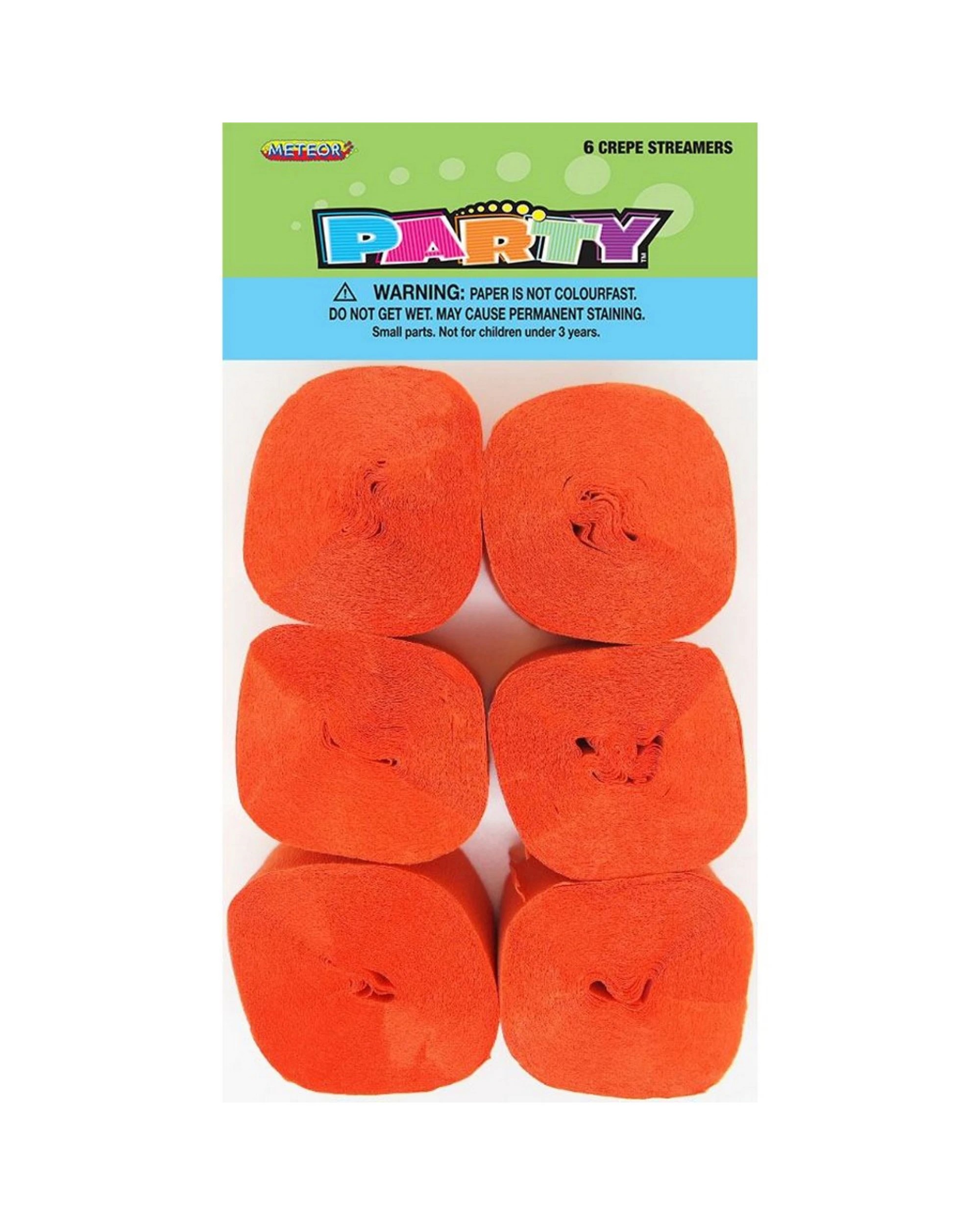 1 Orange Crepe Streamers (Pack of 6) - Orange, 1 of 1