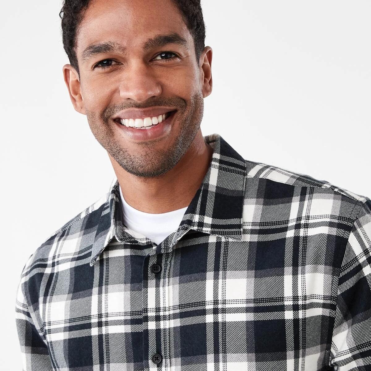 5 Long Sleeve Printed Plaid Shirt Blk Check, 5 of 7