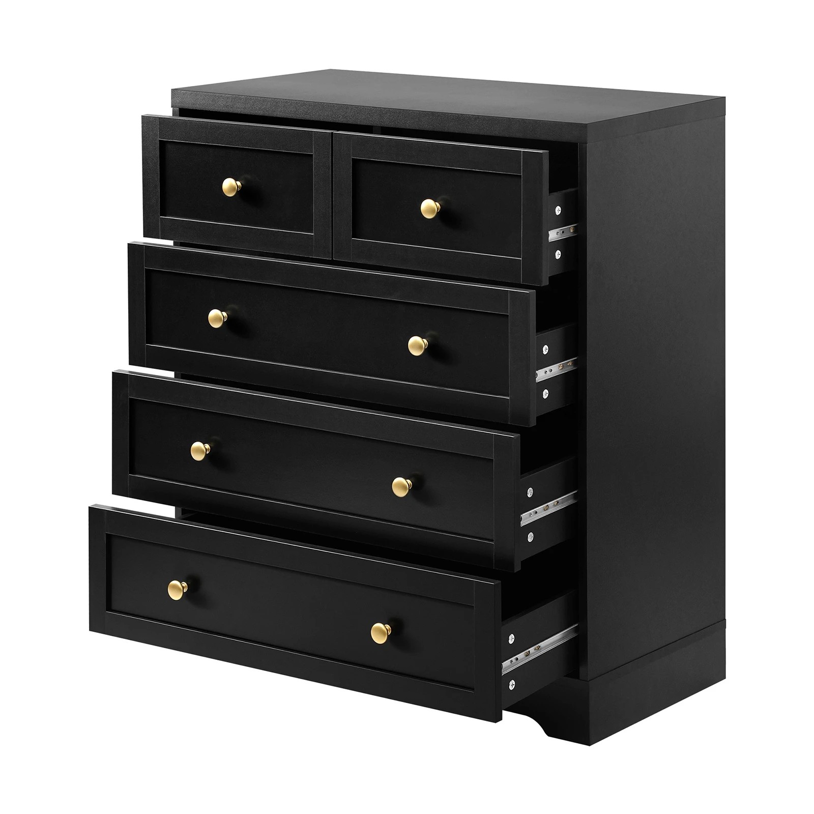 8 Oikiture 5 Chest Of Drawers Tallboy Dresser Table Storage Cabinet
 - Black, 8 of 10
