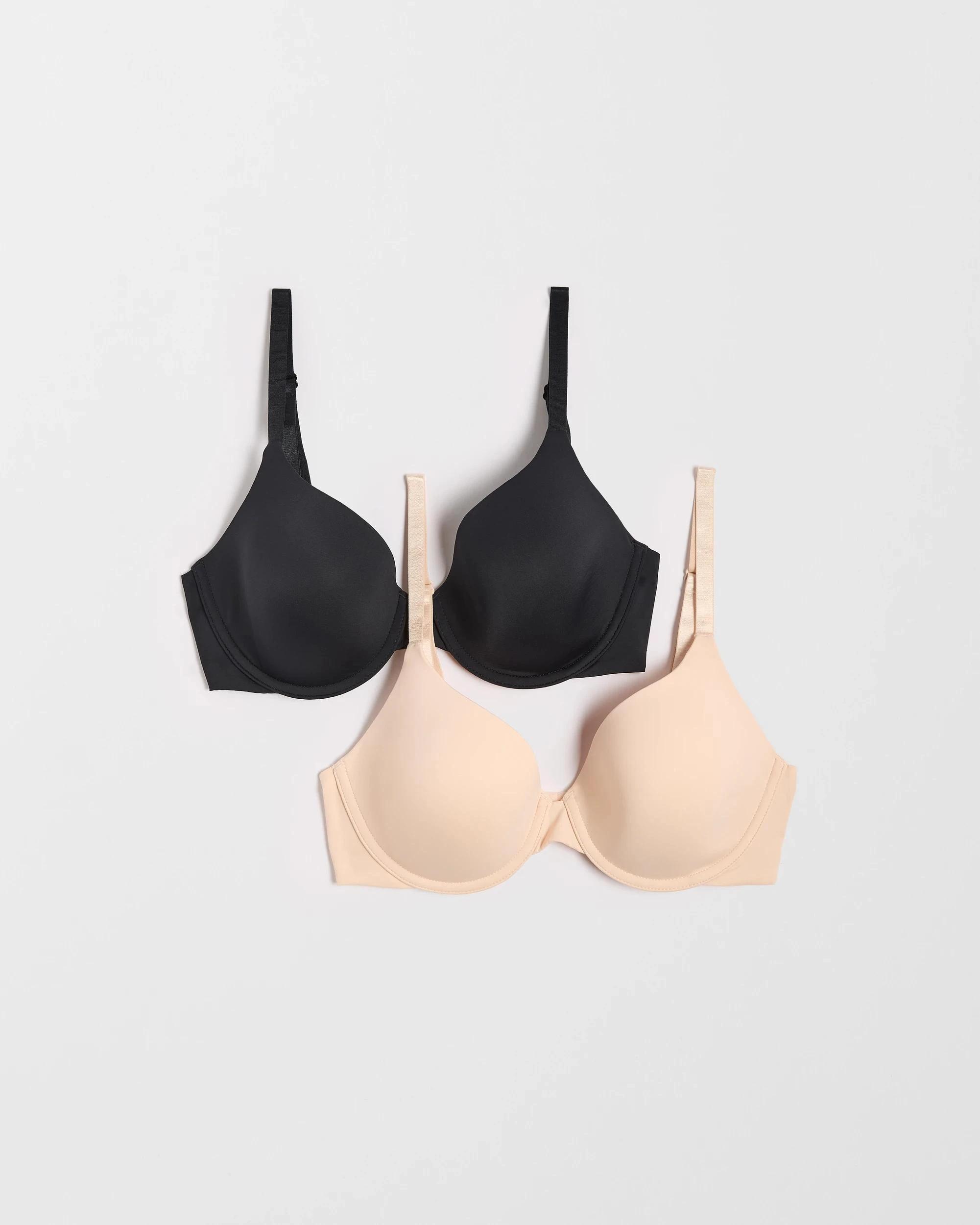 1 Target Woman 2 Pack Perfect Underwire T-Shirt Bra BARE/BLACK, 1 of 5