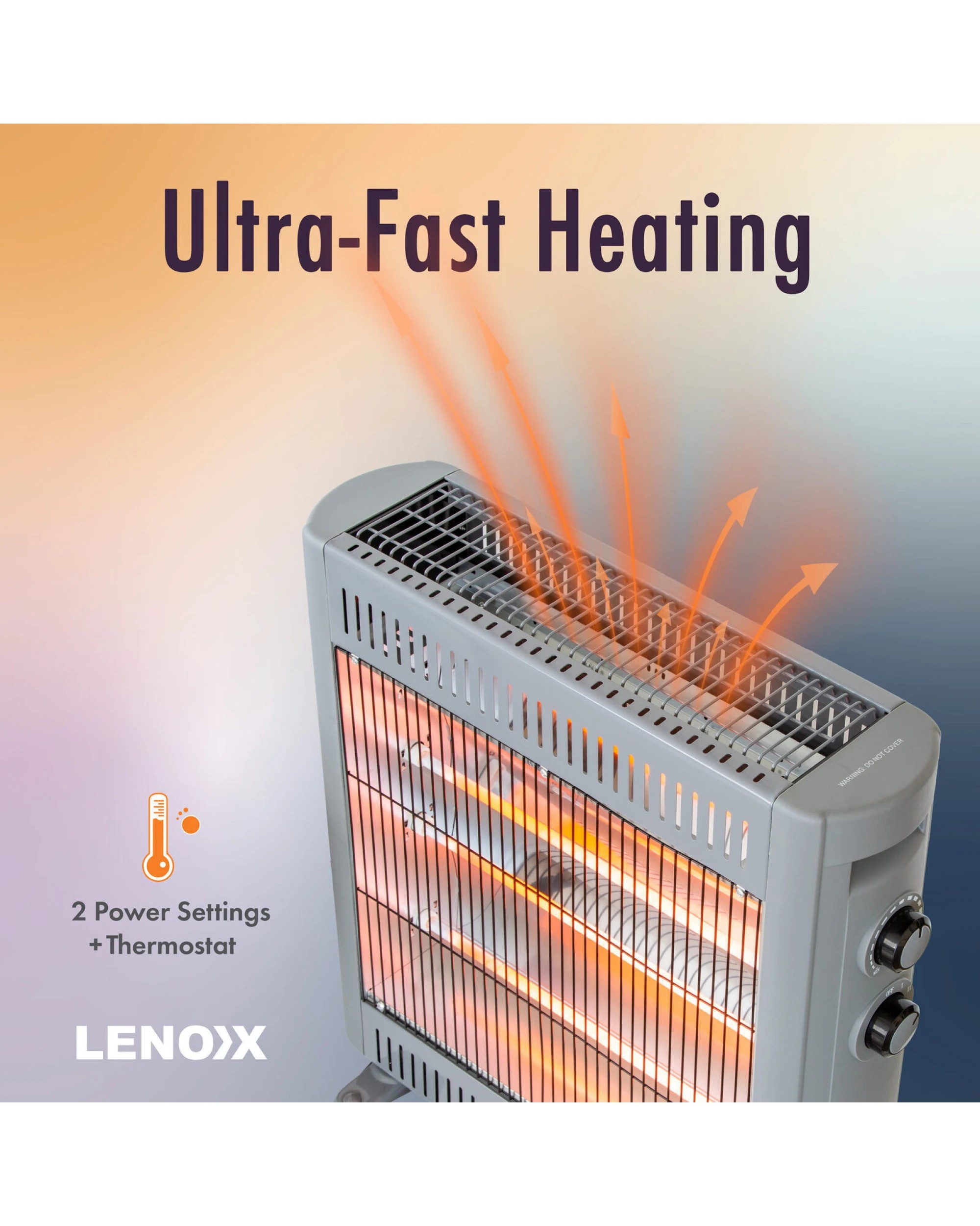 5 Lenoxx 2200W Quartz Infrared Radiant Heater with Adjustable Thermostat and 2 Power Settings, 5 of 7