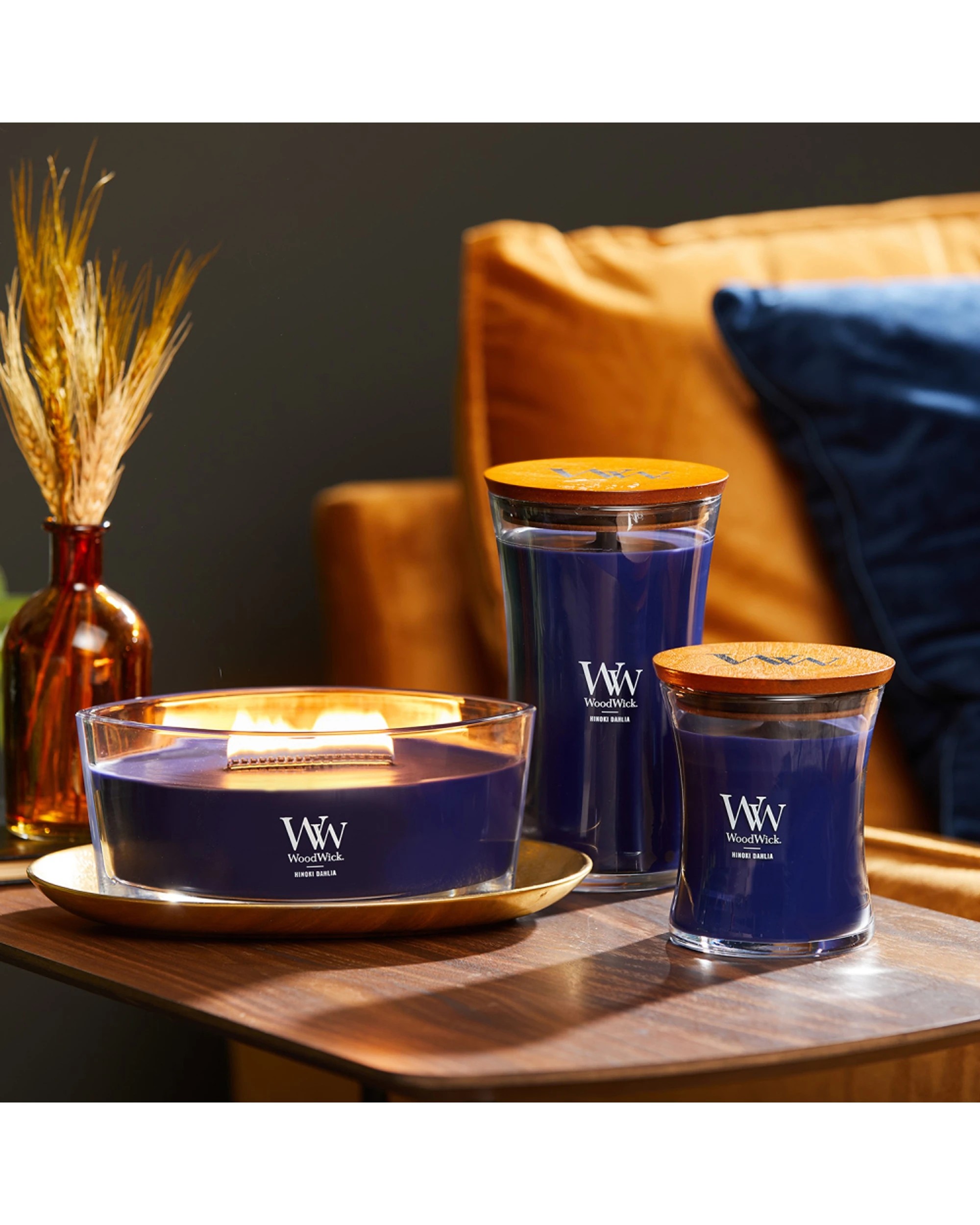 3 Woodwick Scented Soy Wax Candle Hinoki Dahlia Scented Home Fragrance Large - Purple, 3 of 5