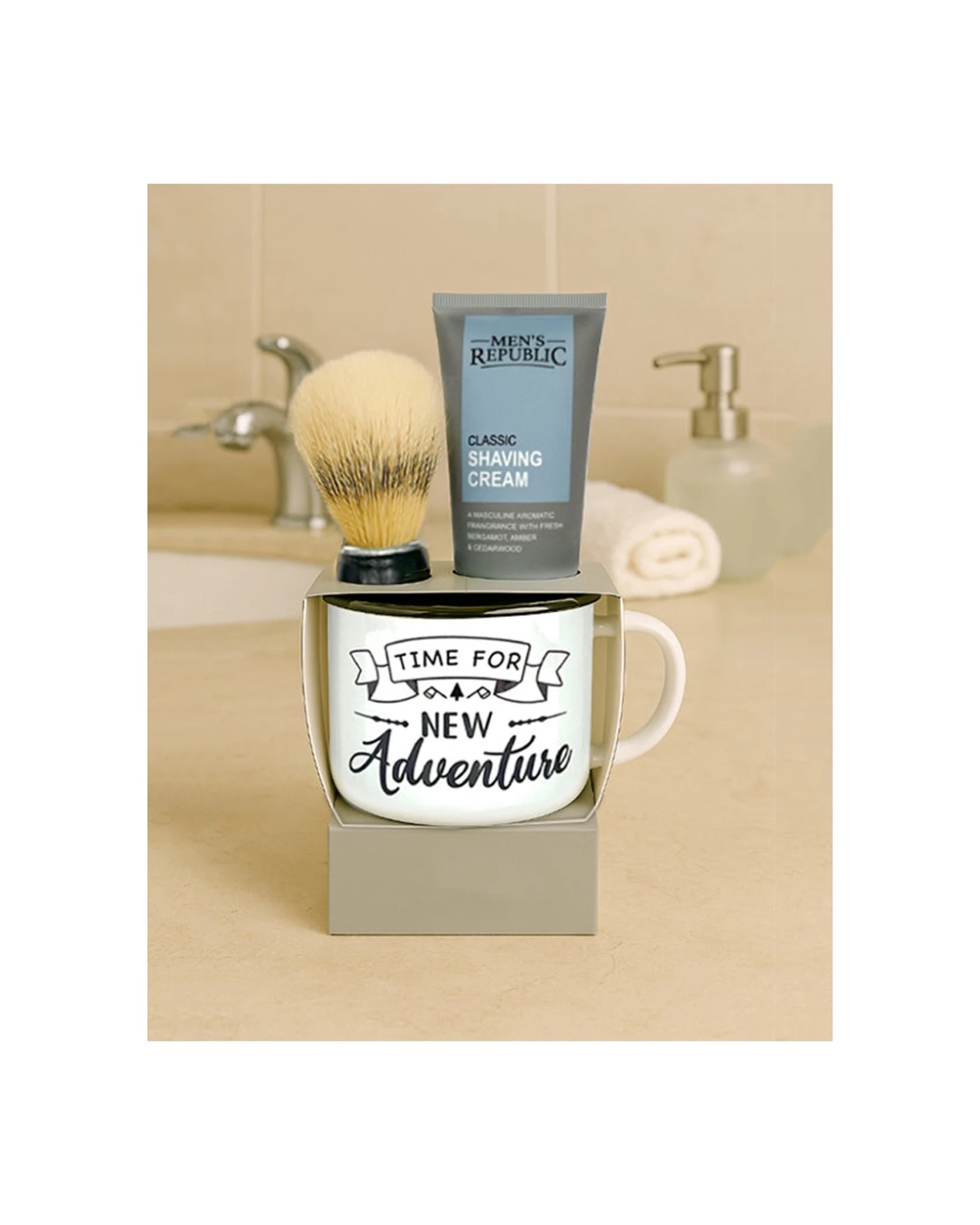 4 Mens Republic Mug With Shaving And Beard Brush Set Complete Grooming Kit 75Ml Aromatic Shave Beard Brush Enamel Mug, 4 of 4