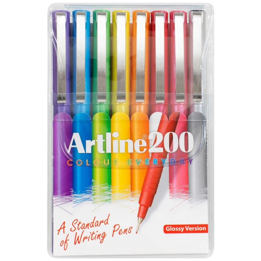 1 Artline 200 Fineliner Pens Bright 8 Pack, 1 of 1