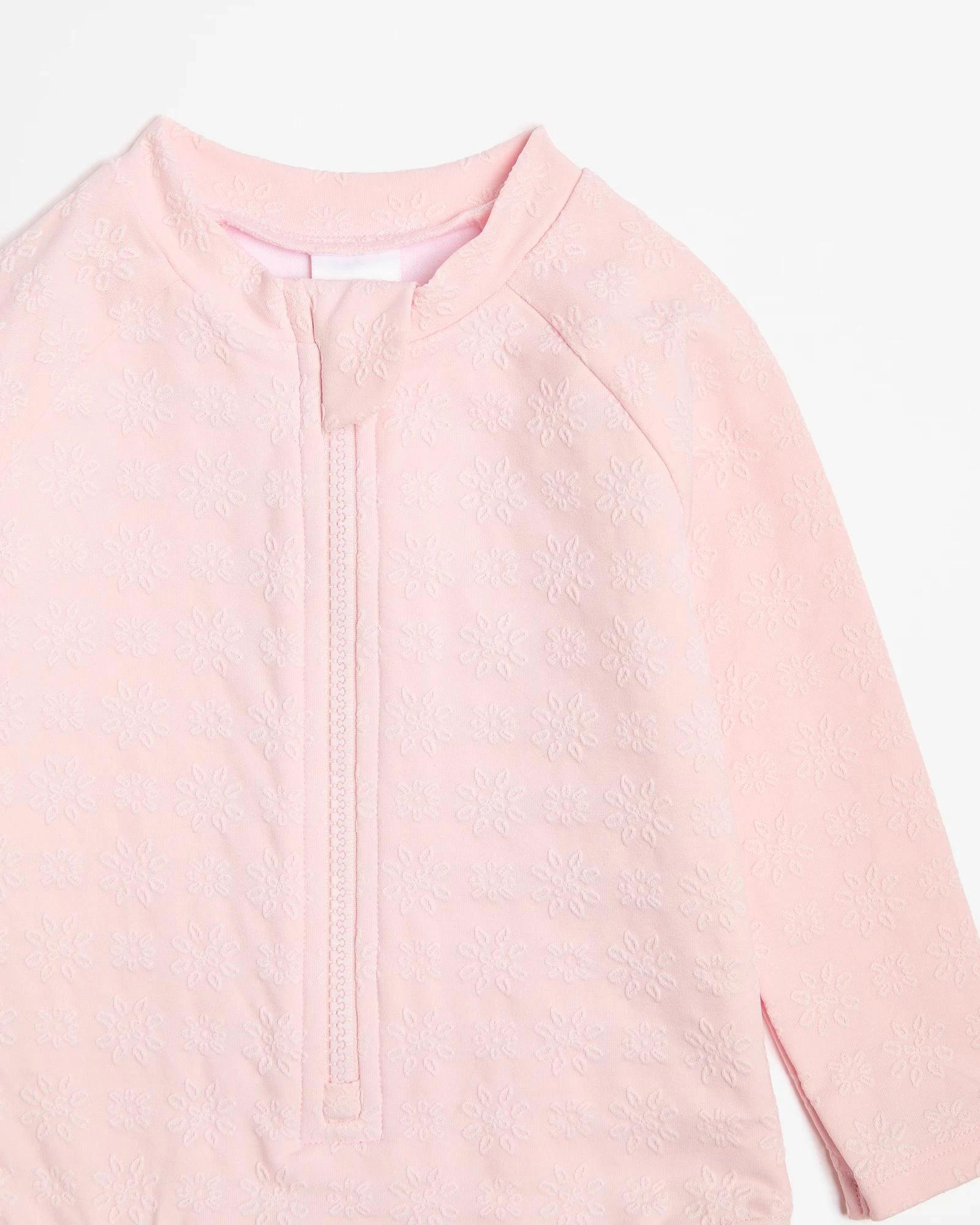 2 Target Baby Girls Rashsuit Swim Set with Hat 2 Piece PINK EMBROIDERED FLORAL, 2 of 3