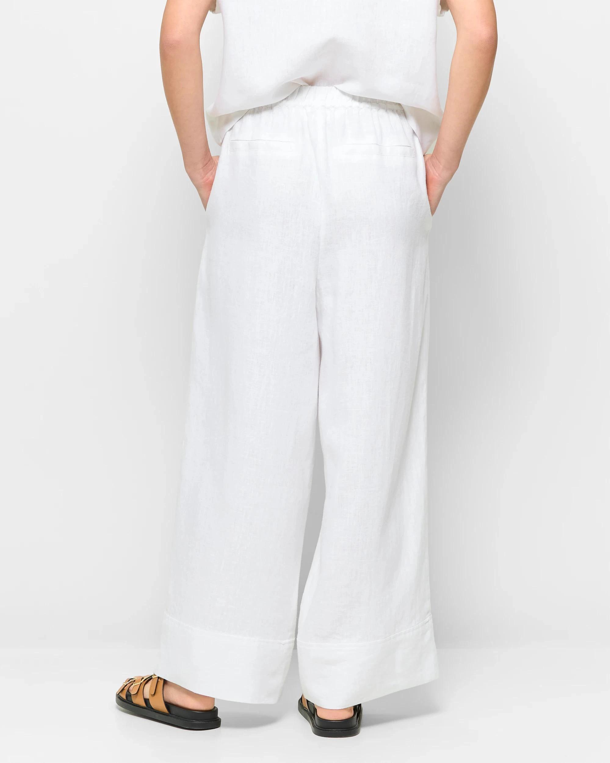 4 Target European Linen Wide Leg Pants WHITE, 4 of 5