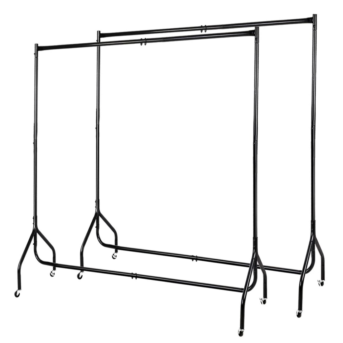 1 Artiss Clothes Rack 2-Pack 6ft Rail with Wheels Garment Racks Portable Heavy Duty Space Saving Bedside Table - Black, 1 of 7