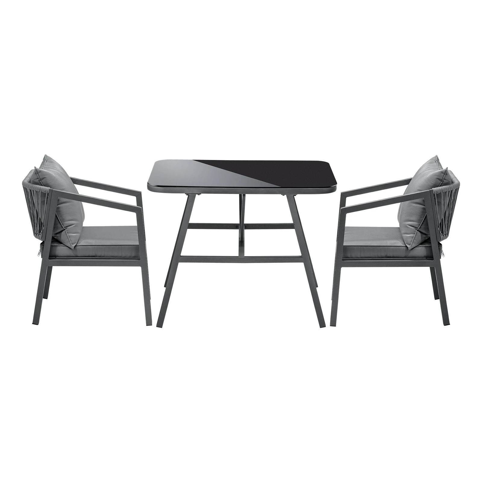 8 Livsip 3pcs Outdoor Dining Setting Lounge Patio Furniture Table Chairs Set
 - Grey, 8 of 10