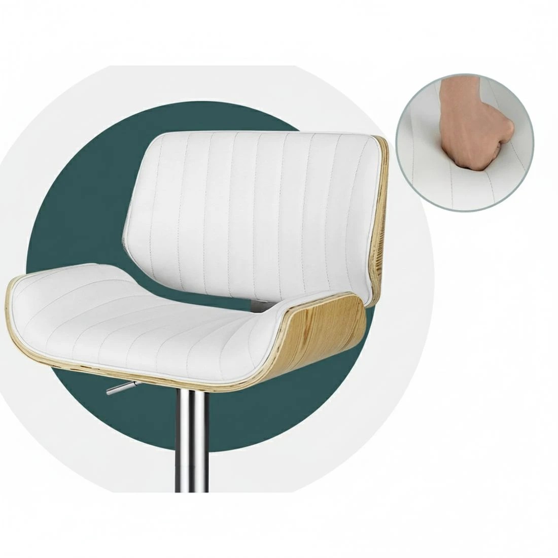 5 Artiss 2x Bar Stools Adjustable Leather Chairs - White, 5 of 5