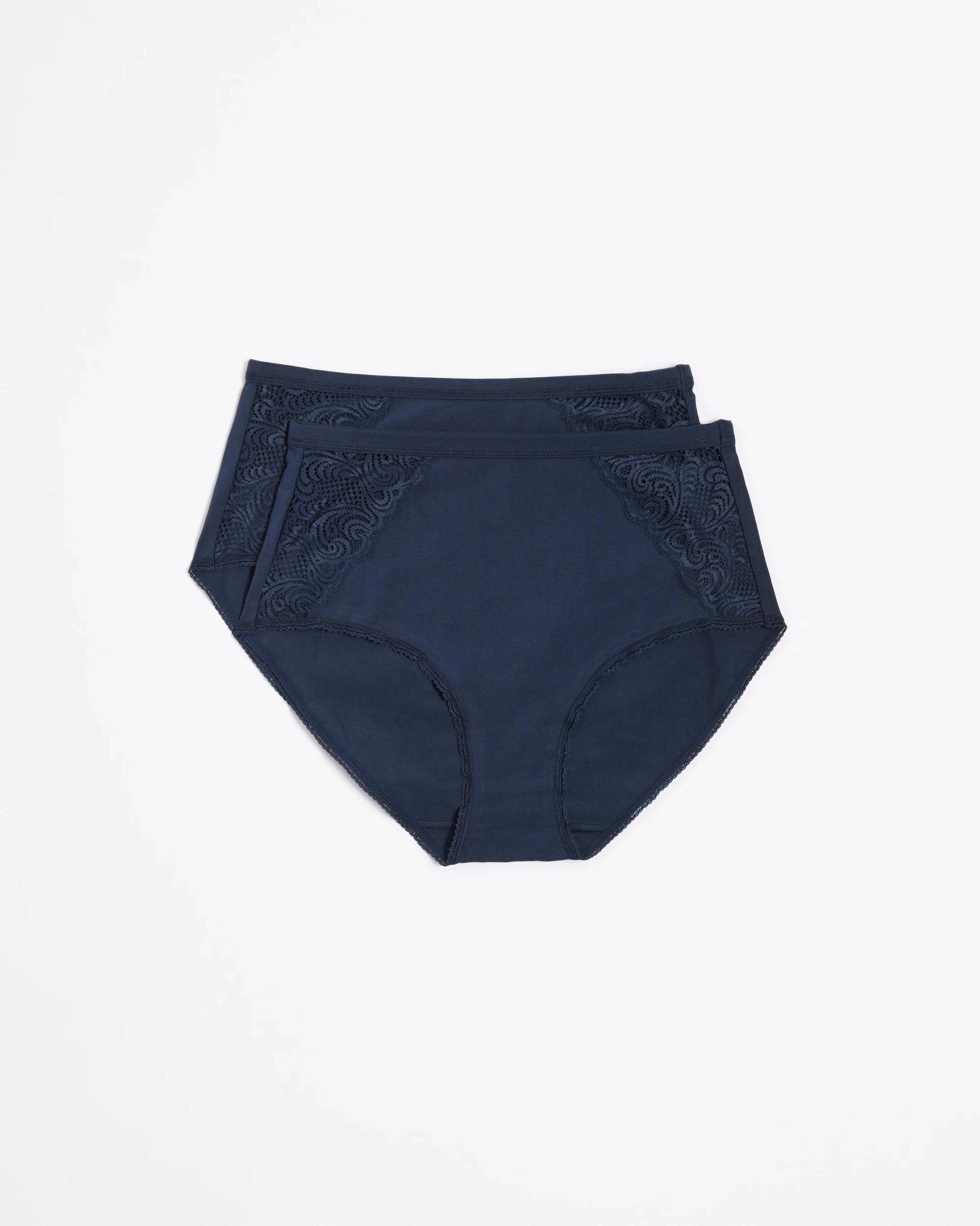1 Target Woman Australian Cotton and Lace 2 Pack Full Briefs NAVY BLUE, 1 of 4