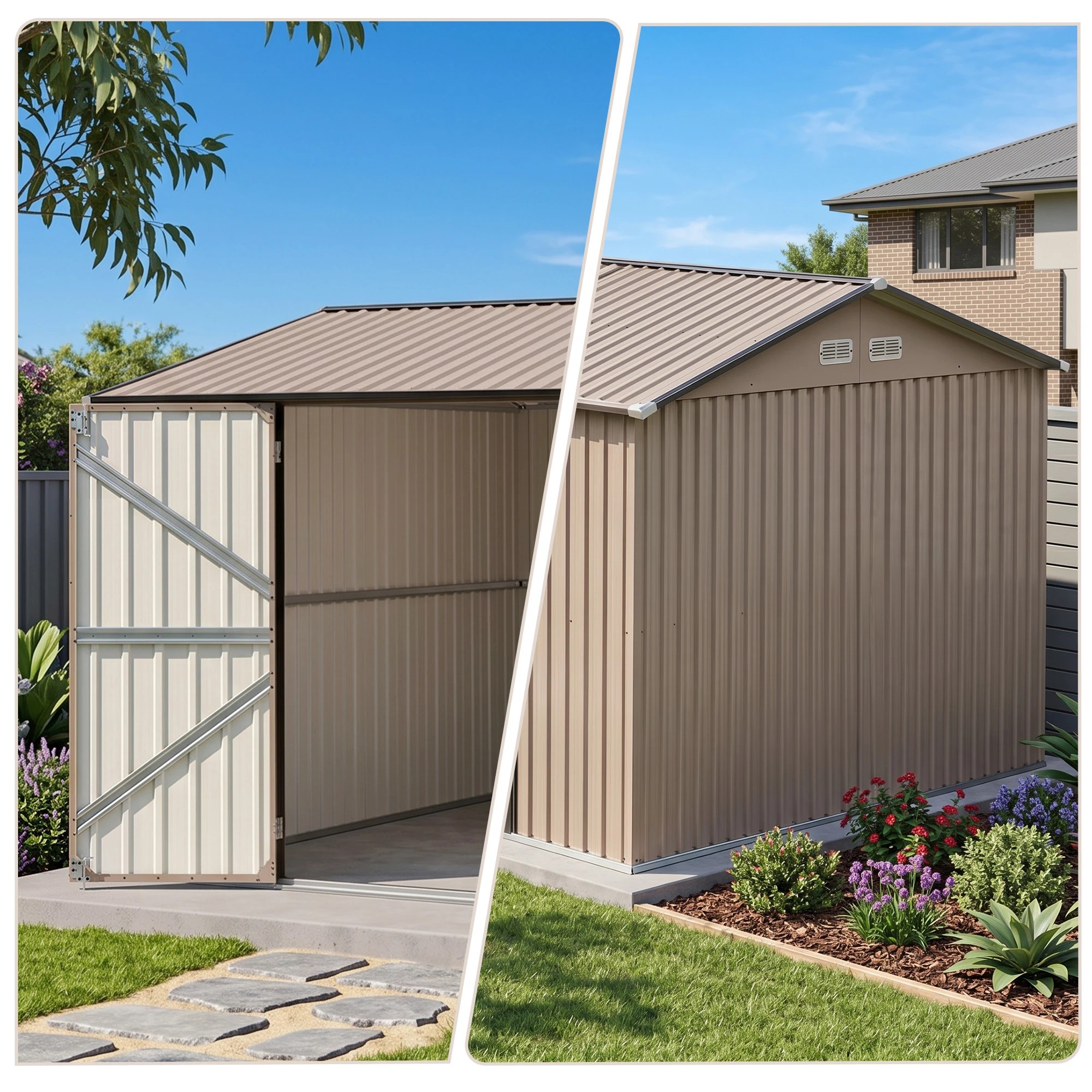 7 Giantz 3X3M Garden Shed Outdoor Storage Backyard Tool Shed Galvanized Steel - Brown, 7 of 7