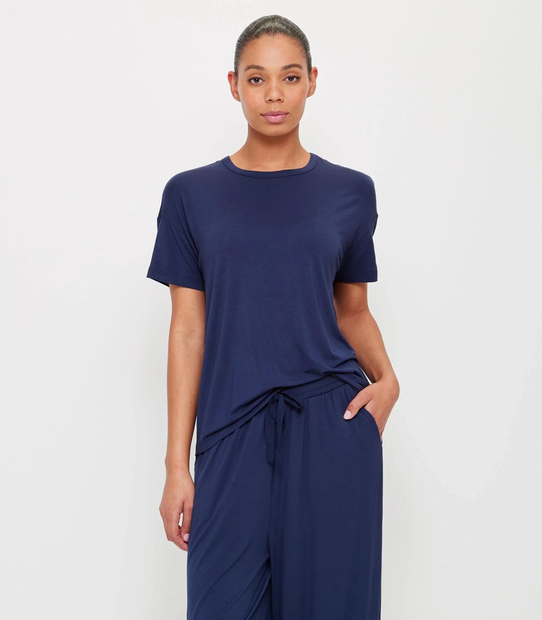 1 Target Woman Soft Comfort Bamboo Pyjama T-Shirt NAVY BLUE, 1 of 6