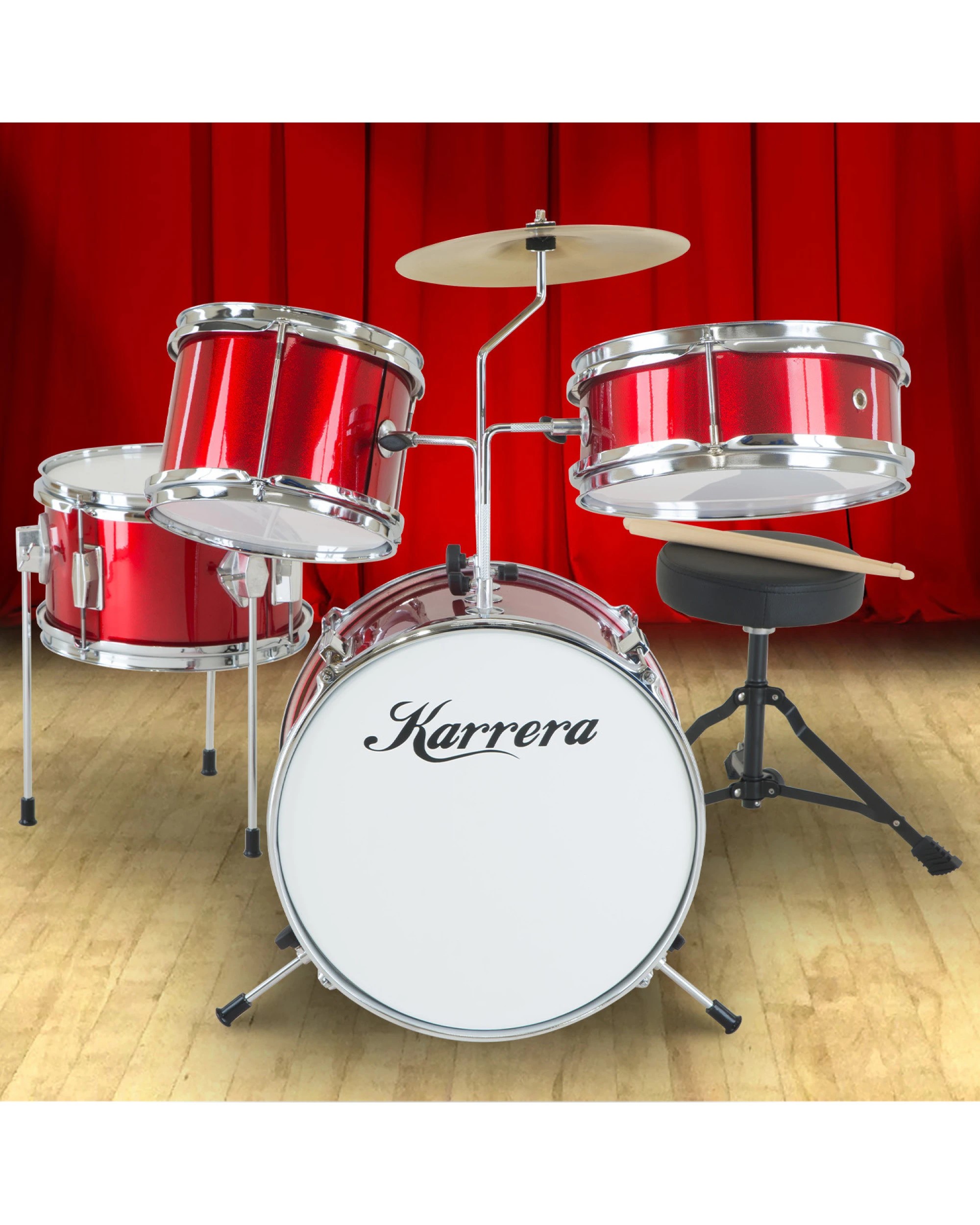 7 Karrera Kids 4pc Drum Set Kit in Red - Red, 7 of 7