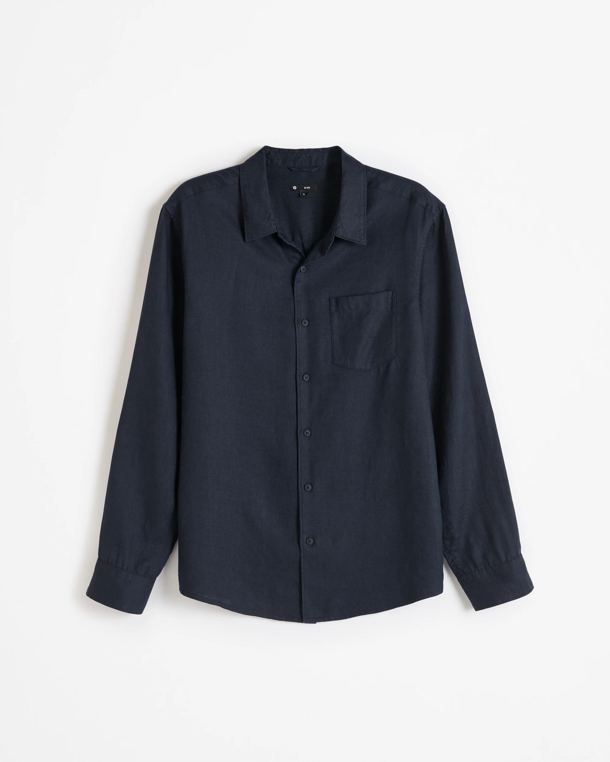 8 Target European Linen Long Sleeve Shirt NAVY, 8 of 8