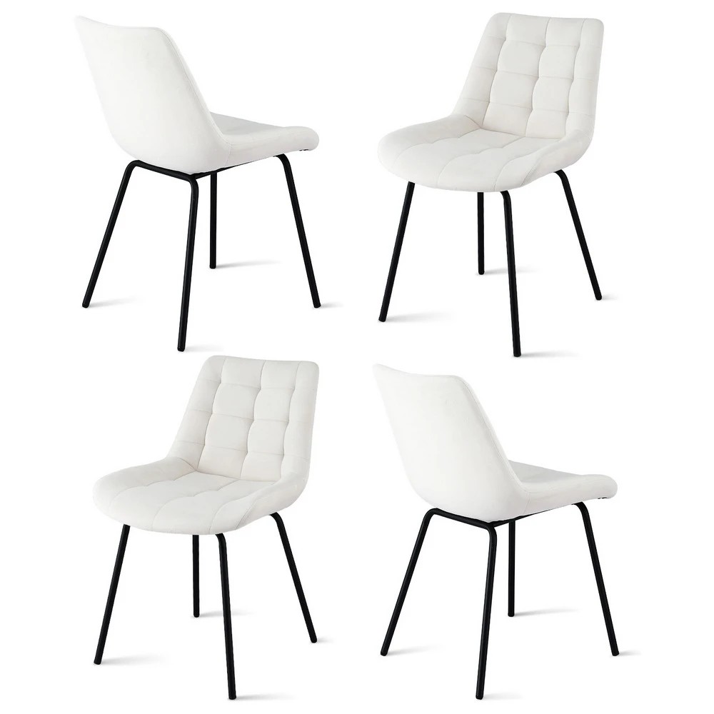 1 Artiss 4x Dining Chairs Velvet Tufted Kitchen Lounge Cafe Accent Chair - Natural, 1 of 6