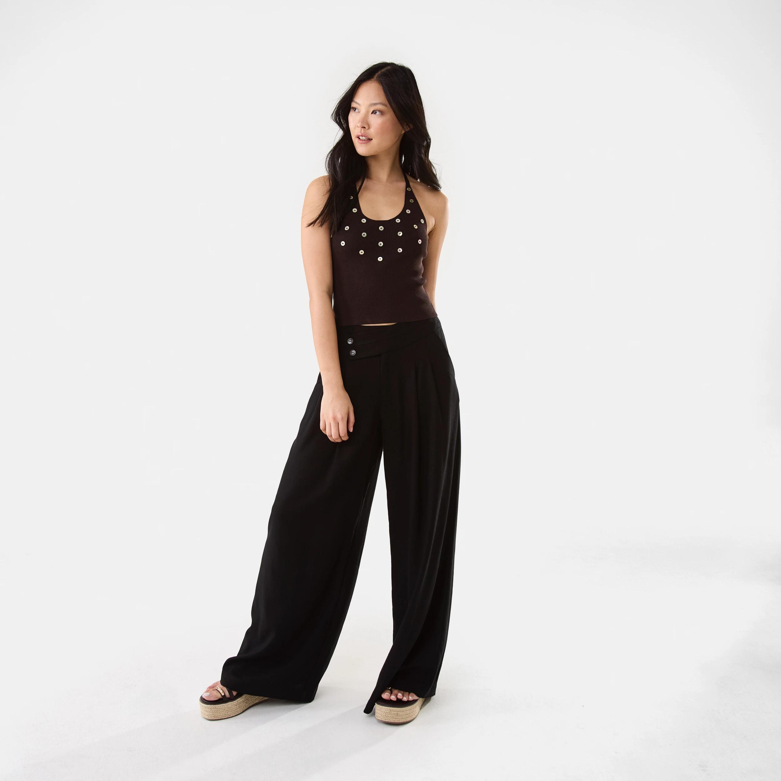 7 Linen Blend Palazzo Pants Black, 7 of 10