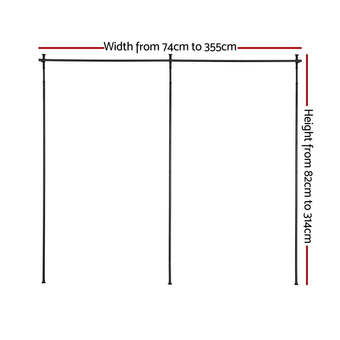 2 Artiss Room Divider Curtain Rod Extendable - Black, 2 of 8