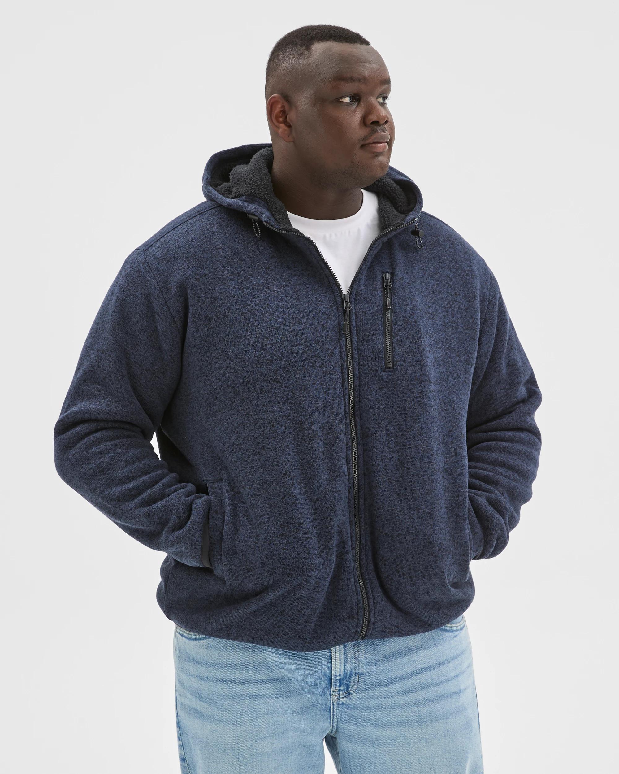3 Target Man Plus Plus Size Teddy Zip Through Fleece Hooded Jumper NAVY, 3 of 8
