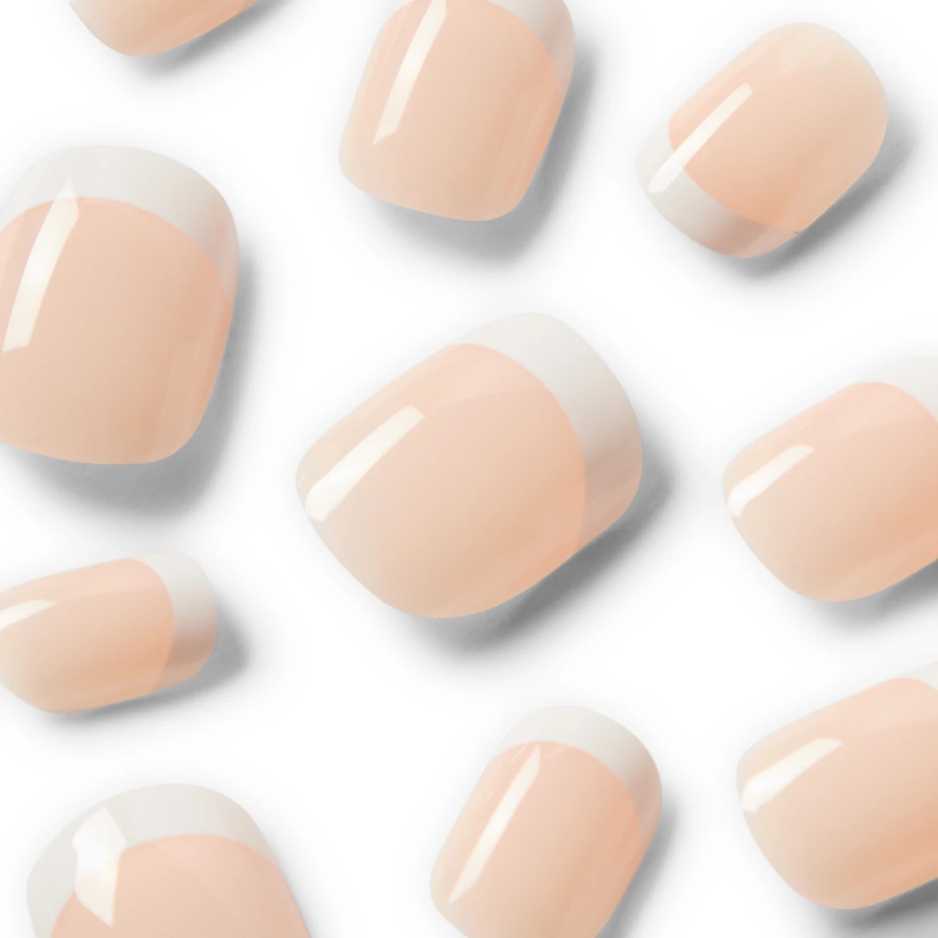 3 OXX Cosmetics 100 Pack Artificial Nails with Adhesive - Short Square Shape, French Tip, 3 of 4