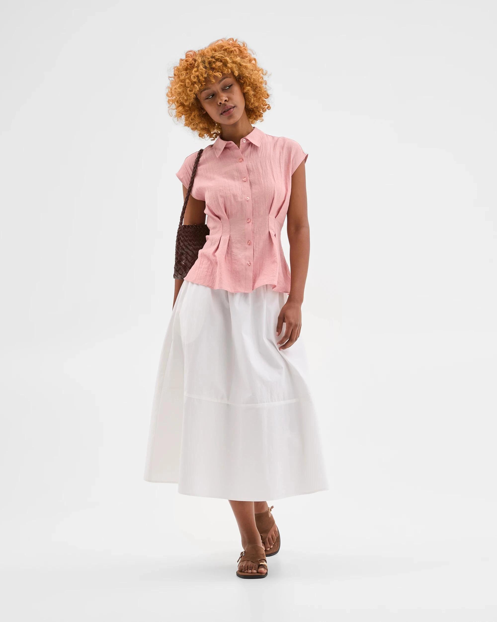 2 Target Petites Petites Short Sleeve Seam Detail Shirt BLUSH, 2 of 5