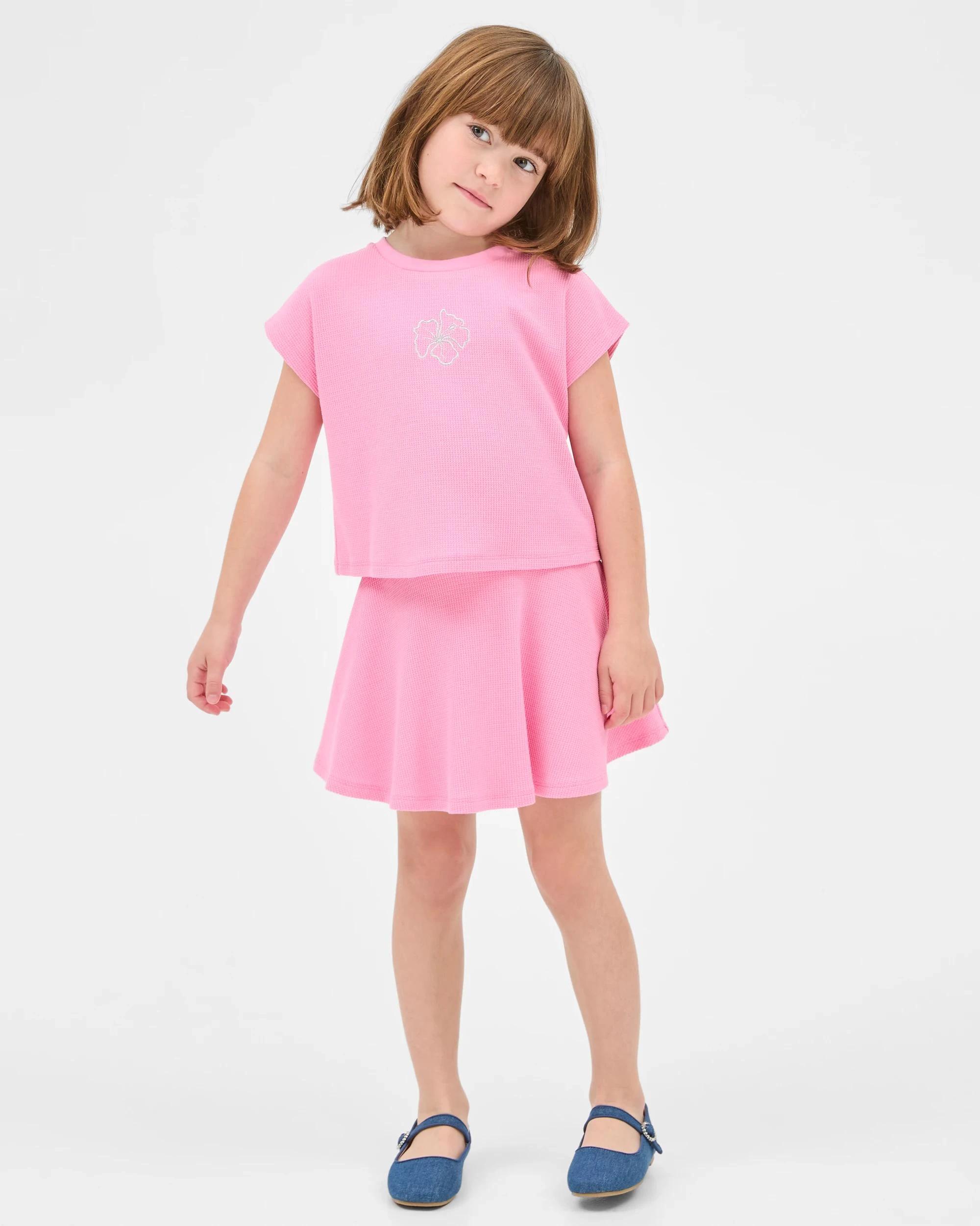 1 Target Waffle T-Shirt and Skort 2 Piece Set PINK, 1 of 6