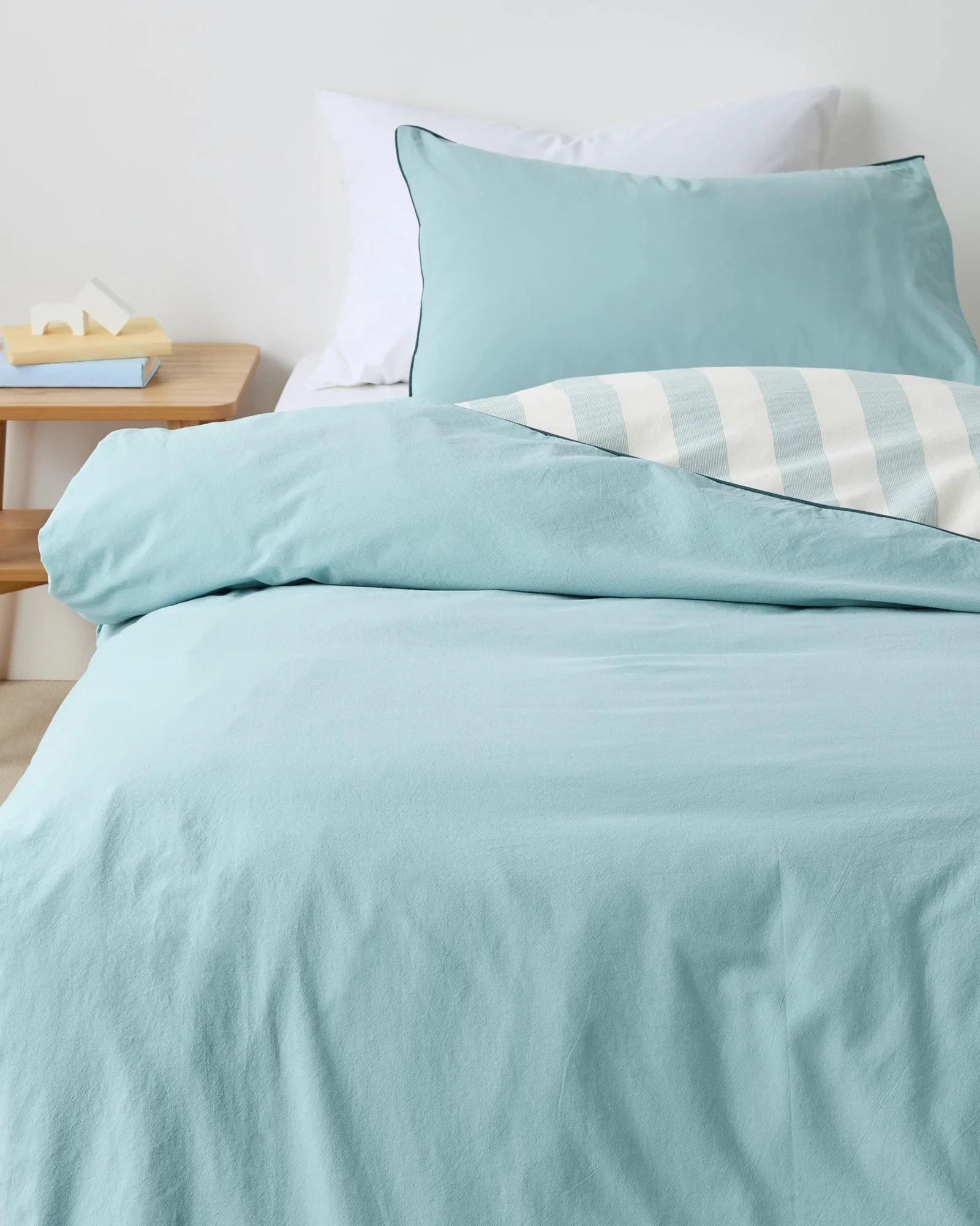 2 Arlo Stonewash Stripe Kids Quilt Cover Set - Double Bed - Blue, 2 of 6