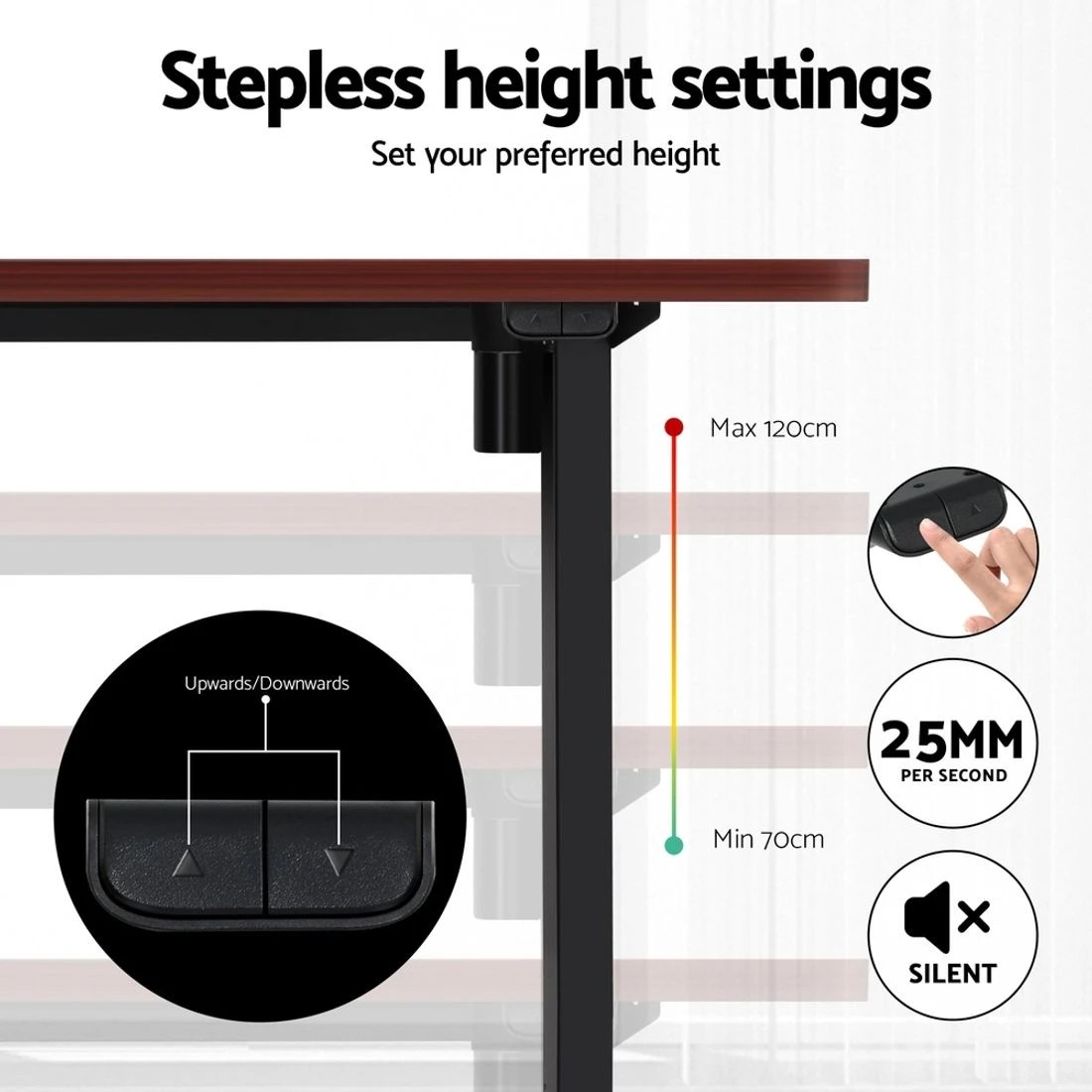 6 Artiss Standing Desk Motorised Walnut 120CM - Brown, 6 of 7
