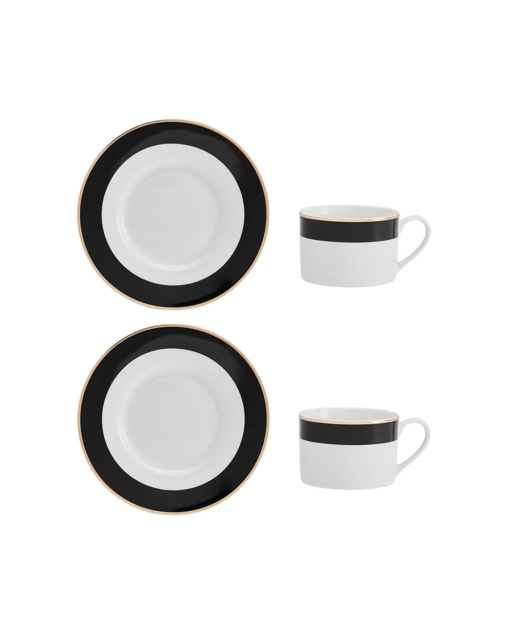 1 Mikasa 4pc Luxe Deco China Tea Cups And Saucers Block Stripe Set 200ml - Multi, 1 of 6