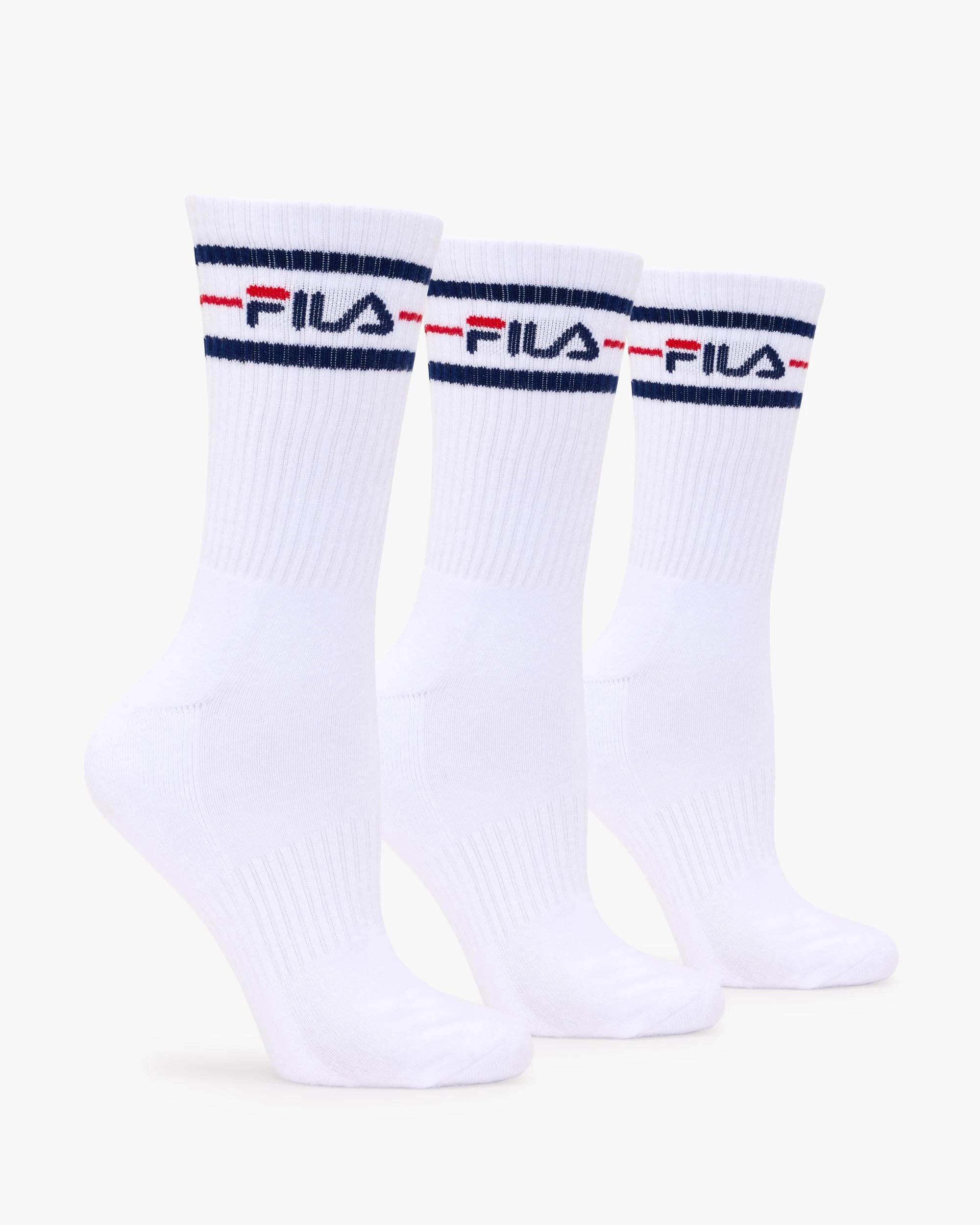 4 Fila Sports Crew 3 Pack Socks WHITE, 4 of 4
