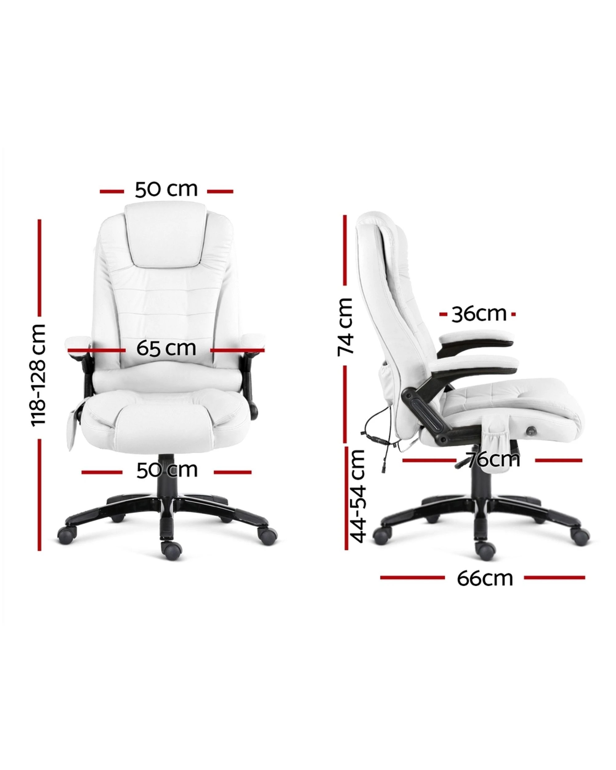 3 Artiss 8 Point Massage Office Chair Heated Seat Recliner PU - White, 3 of 10